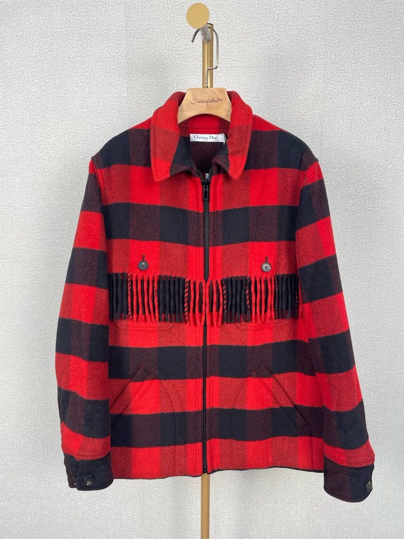 Dior Dior Red Black Plaid Fringe Jacket - dmc Size US S / EU 44-46 / 1 - 1 Thumbnail