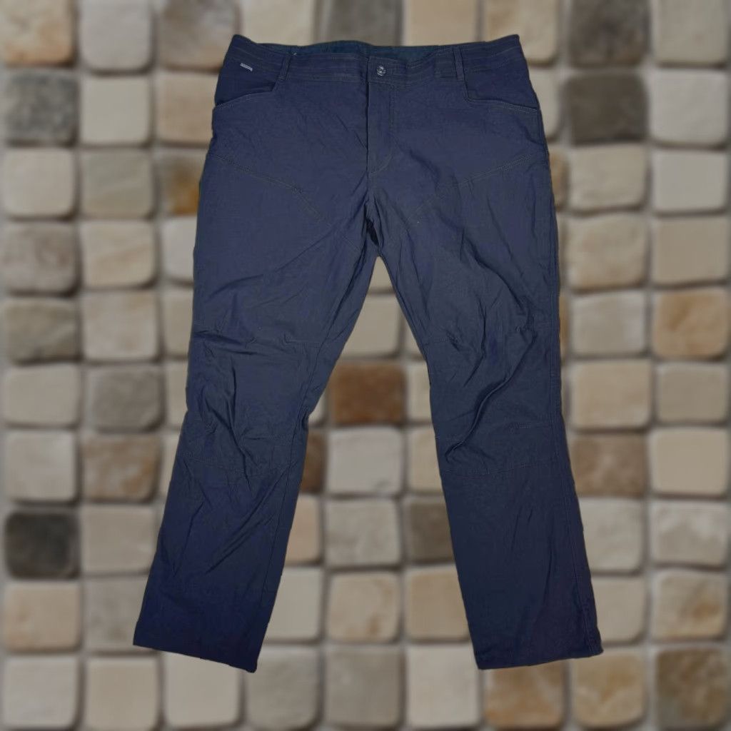 Kuhl Renegade Rock Pants Mens 42 Blue Logo Nylon Stretch Mid Rise Tapered Fit with Button Zip Inseam 31 5-Pocket Casual Pants