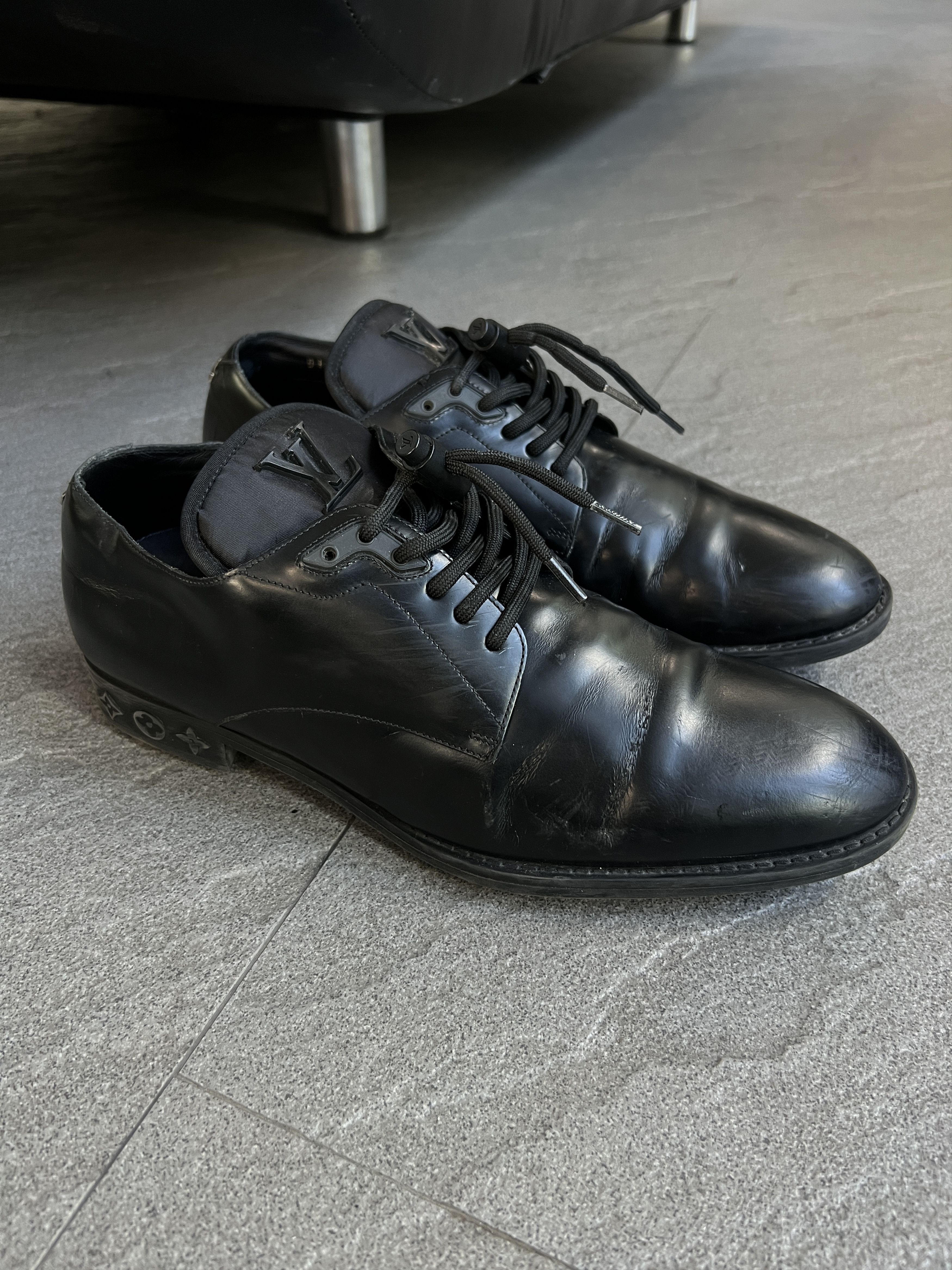 Louis Vuitton Louis Vuitton Black Leather Derby Shoes LV Logo 6.5 Size US 6.5 / EU 39-40 - 5 Thumbnail