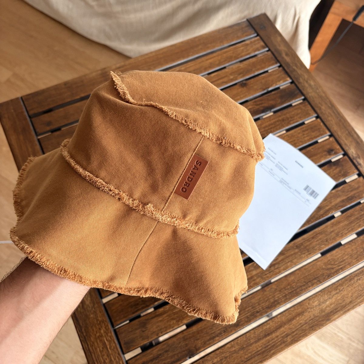 Sandro Sandro raw edge unisex hat - camel Size ONE SIZE - 3 Thumbnail
