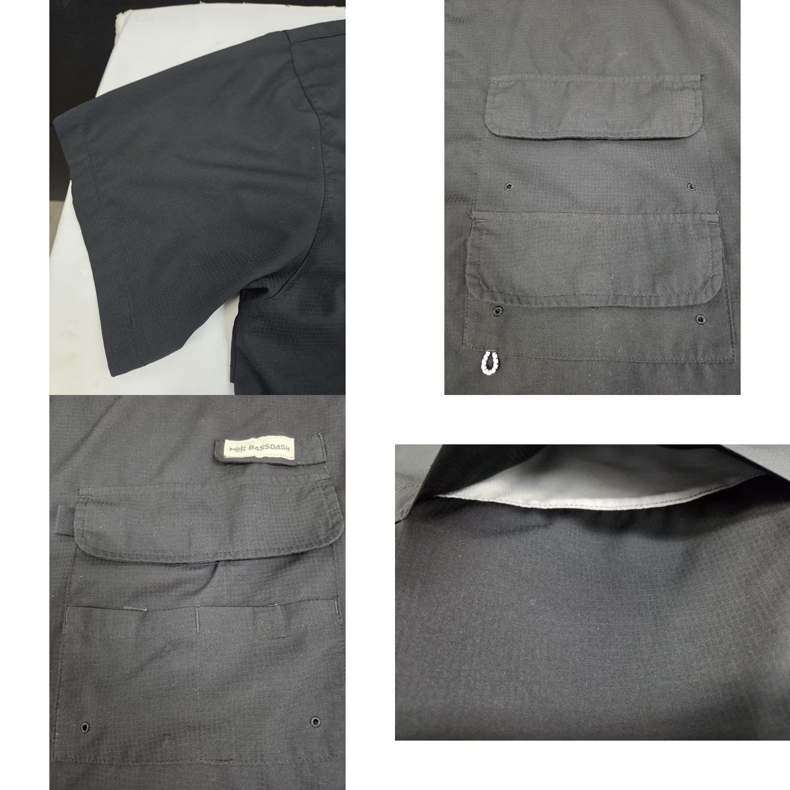 Vintage Bassdash Men's Short Sleeve Button Up Vented Fishing Shirt Black 2XL Shirt Casual Summer Fishing Women's? Size US XXL / EU 58 / 5 - 8 Thumbnail