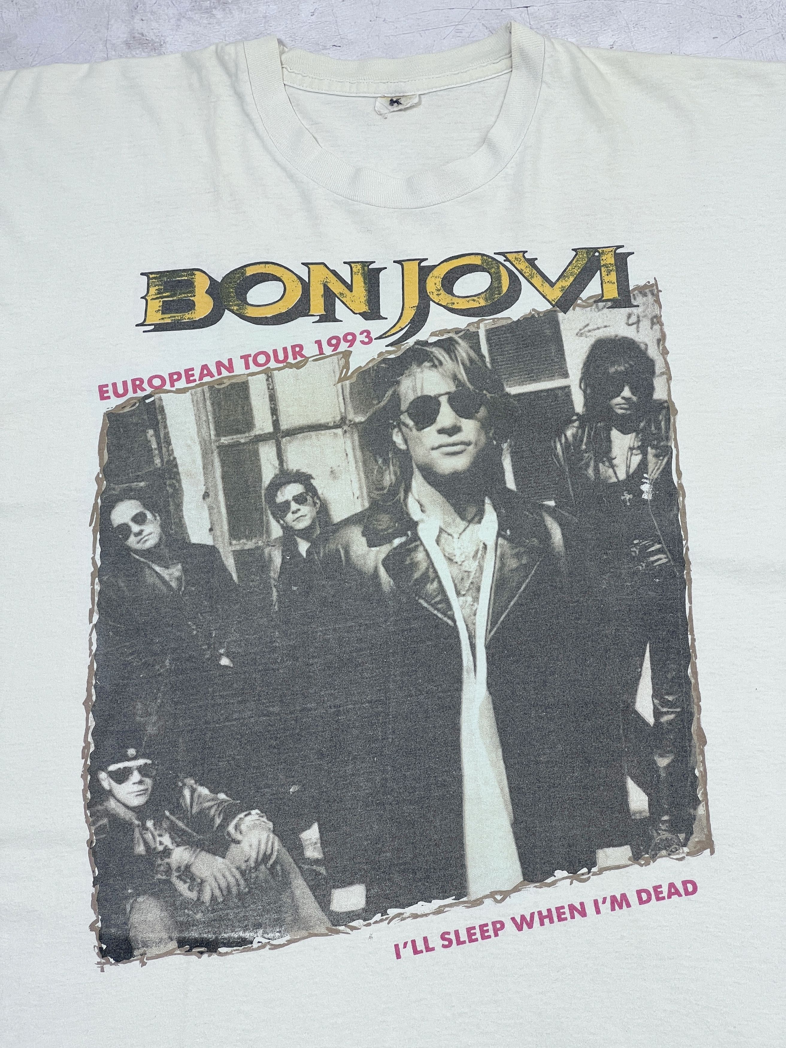 Band Tees × Bon Jovi × Vintage Bon Jovi T-Shirt 1993 I'll Sleep When I'm Dead Eropean Tour Size US L / EU 52-54 / 3 - 3 Thumbnail