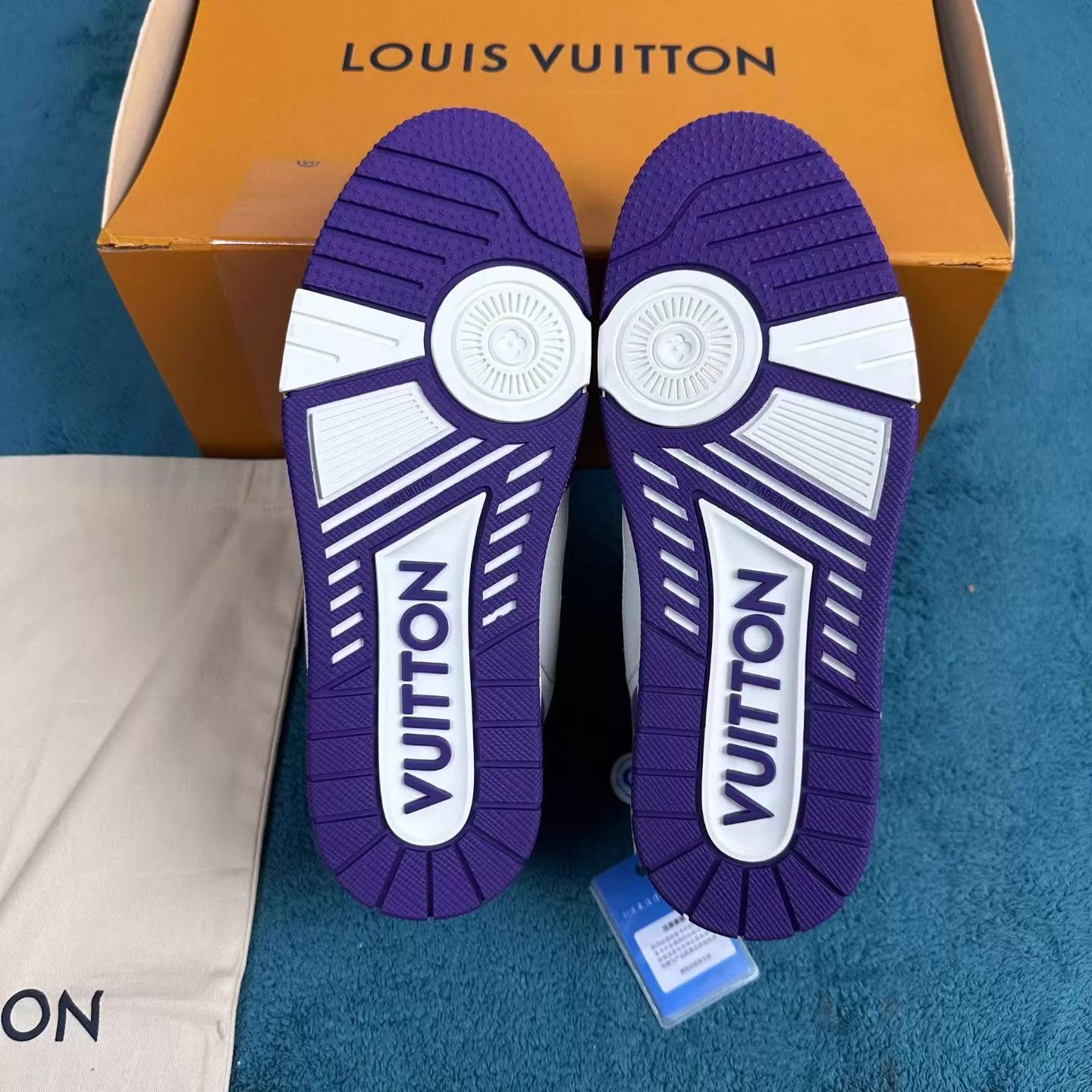 Louis Vuitton lv trainer low-top sneaker white purple velcro UK6/40 Size US 7 / EU 40 - 5 Thumbnail