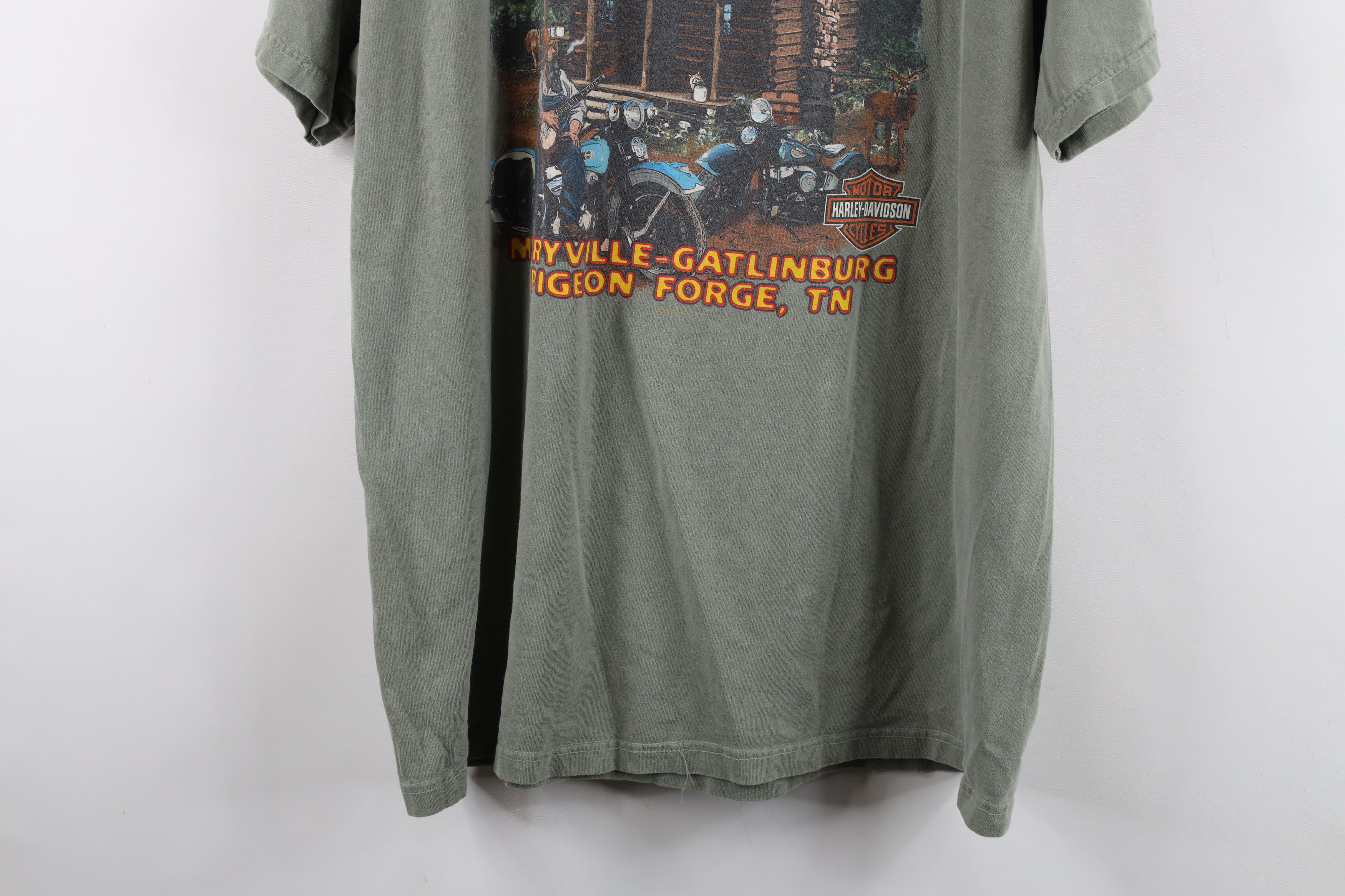 Harley Davidson Vintage Y2K Harley Davidson Fire T-Shirt Green Cotton USA Size US XL / EU 56 / 4 - 15 Thumbnail