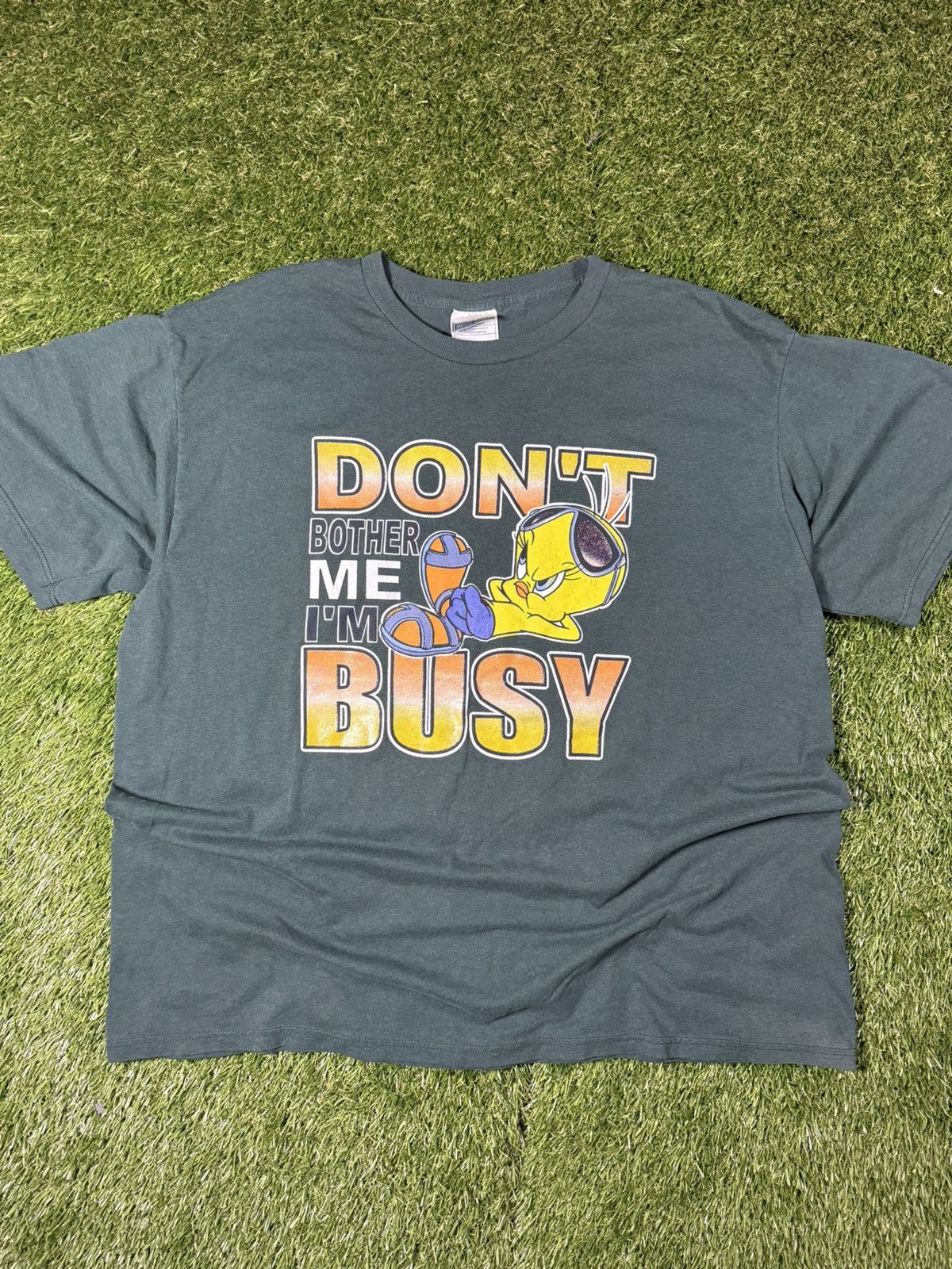 Warner Bros Vintage 90s Forest Green Tweety Bird Boxy Looney Toons Tee Size US XXL / EU 58 / 5 - 1 Thumbnail