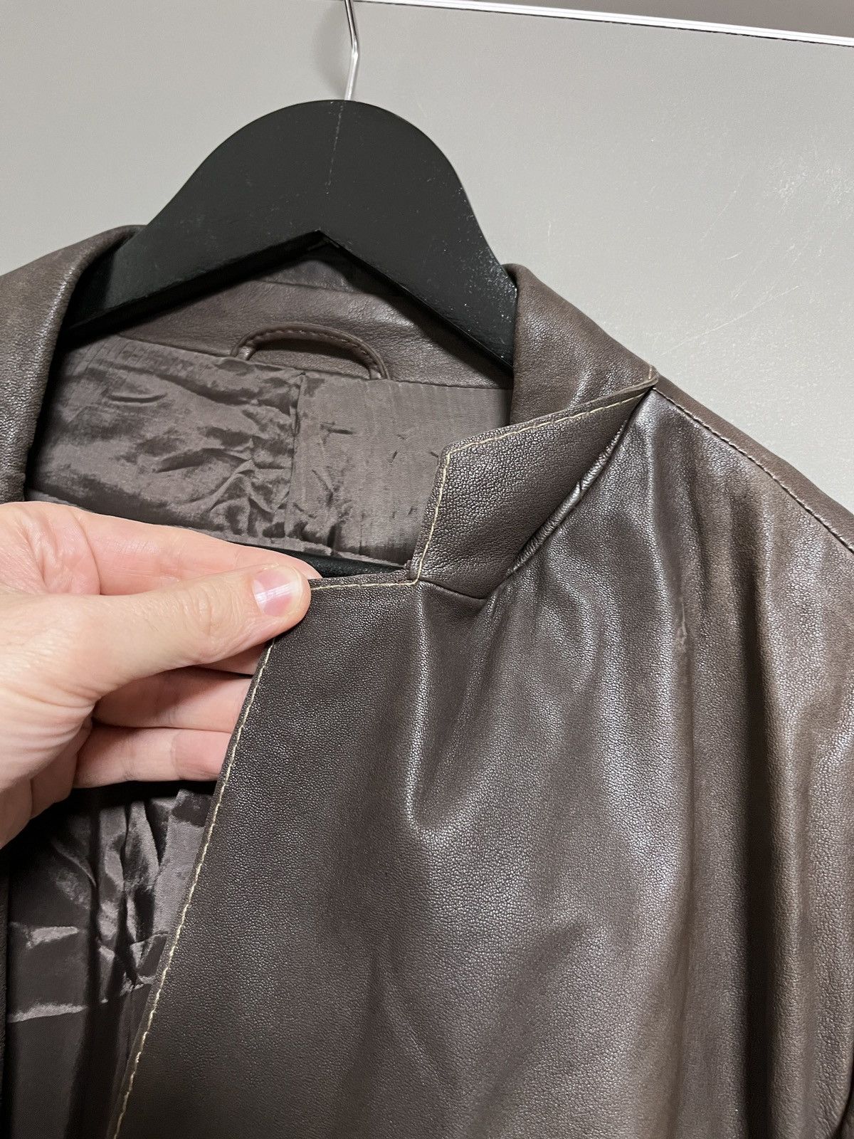 Mandelli Enrico Mandelli Dark Brown Leather Luxury Blazer Jacket Size US L / EU 52-54 / 3 - 8 Thumbnail