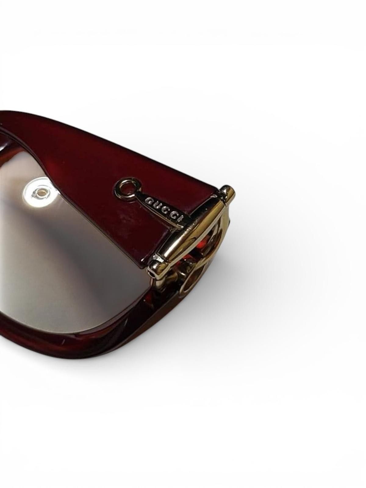 Gucci Gucci - Red Oversized Sunglasses Gold Accent Size ONE SIZE - 7 Thumbnail