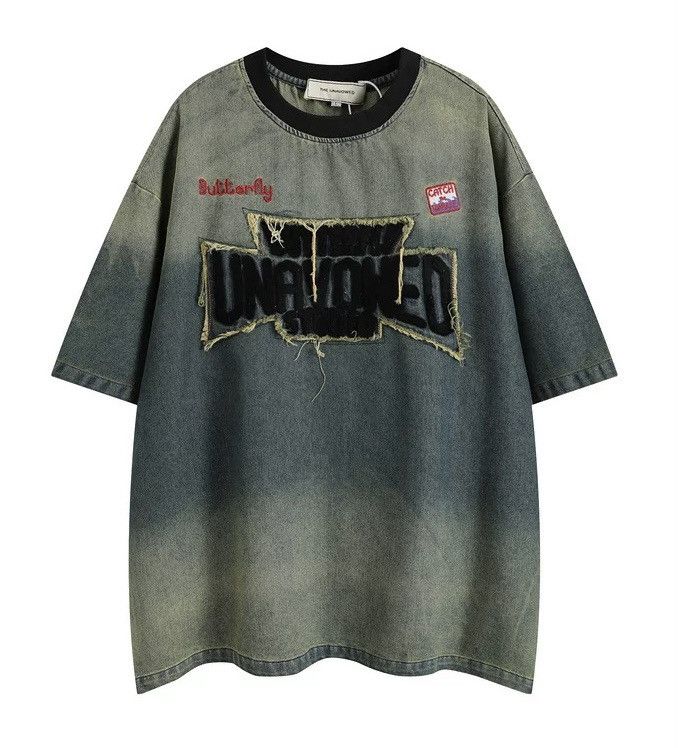 Retro punk distressed denim t-shirt cityboy