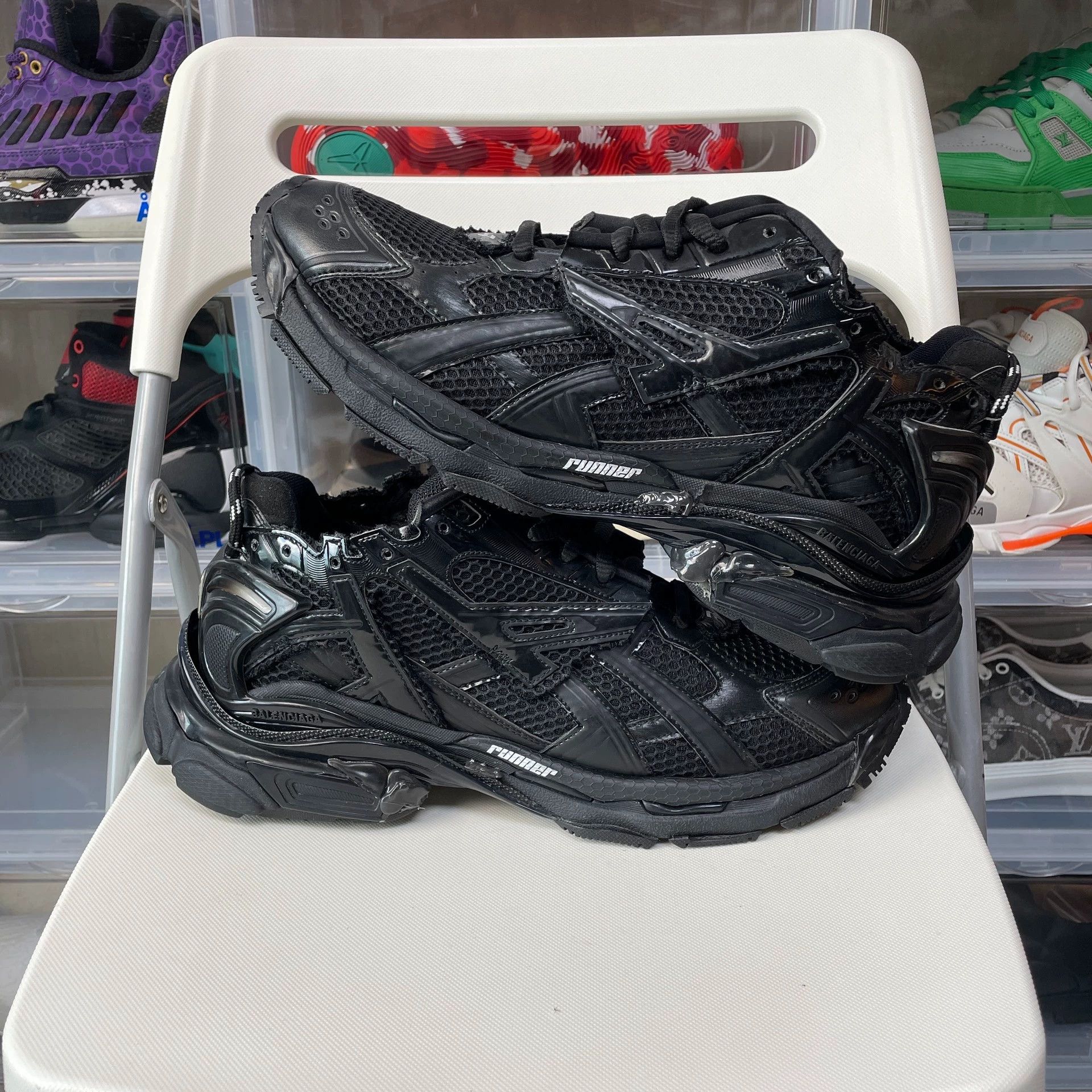 Balenciaga Balenciaga Runner Mesh Low Top Men's Black Sneakers Size US 12 / EU 45 - 7 Thumbnail