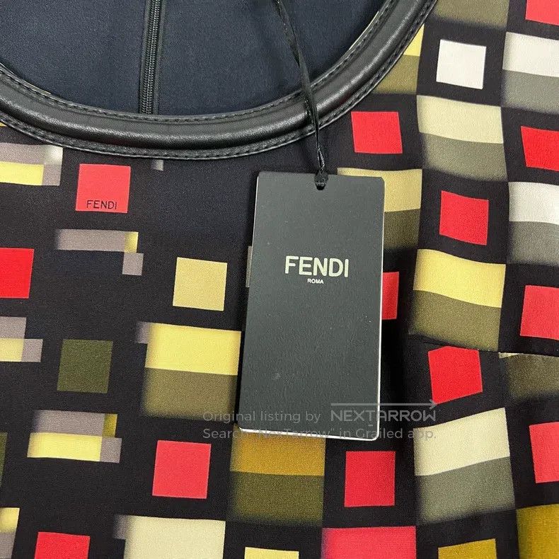 Fendi Fendi Geometric Mosaic Print Silk Dress Size XXS / US 00 / IT 34 - 4 Thumbnail
