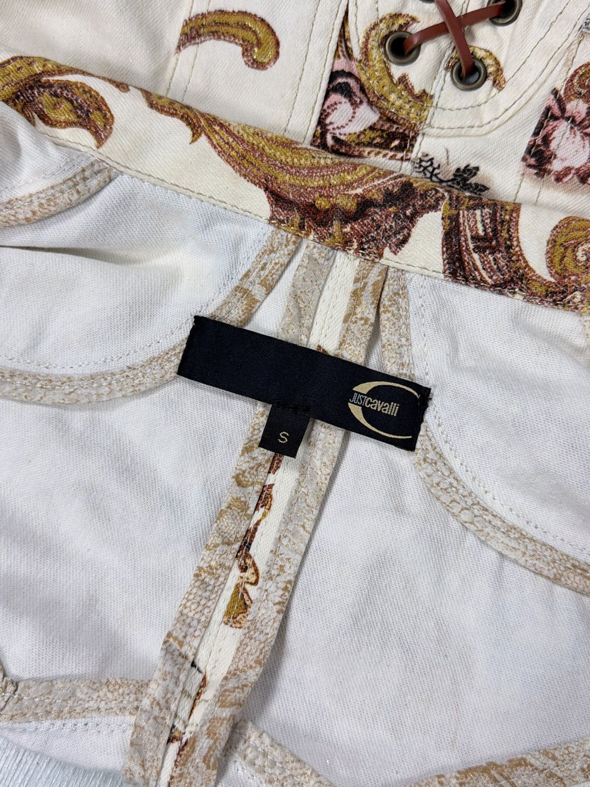 Roberto Cavalli Roberto Cavalli 2000’s Corseted Floral Baroque Denim Jacket Size S / US 4 / IT 40 - 14 Thumbnail