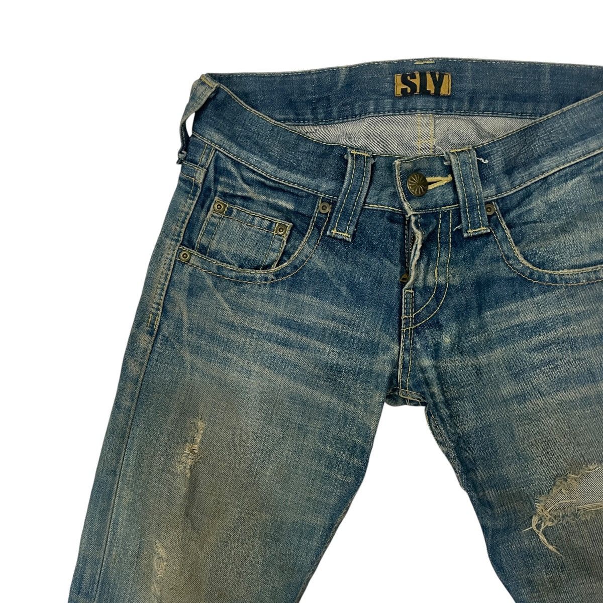 Japanese Brand Vintage Sly Distressed Denim Jeans Size 30" / US 8 / IT 44 - 3 Thumbnail