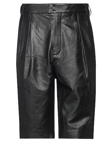 o1s1wg110724 Bermuda Shorts in Grained Leather in Black