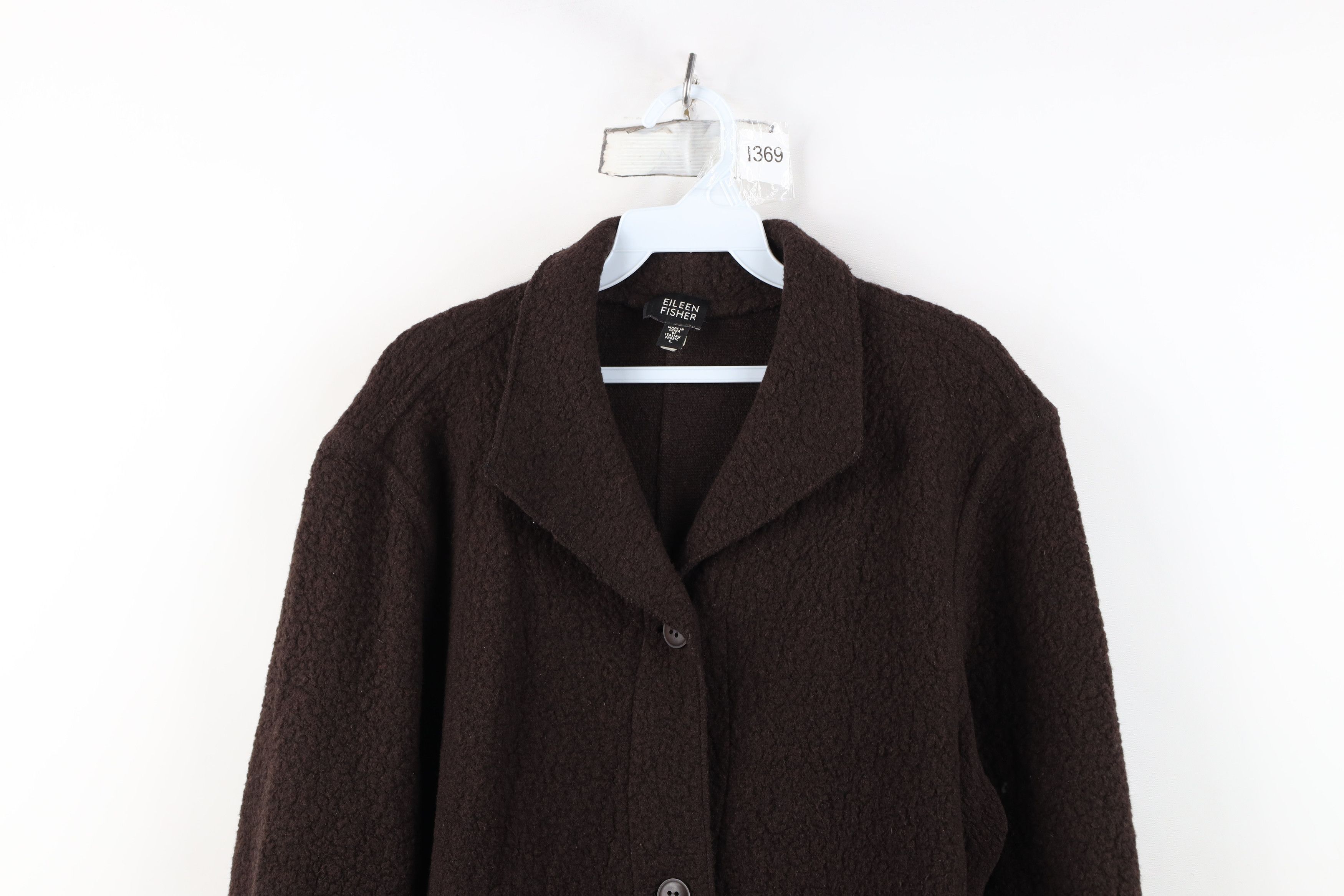 Eileen Fisher Eileen Fisher Virgin Wool Knit Button Sweater Jacket Brown Size L / US 10 / IT 46 - 2 Thumbnail