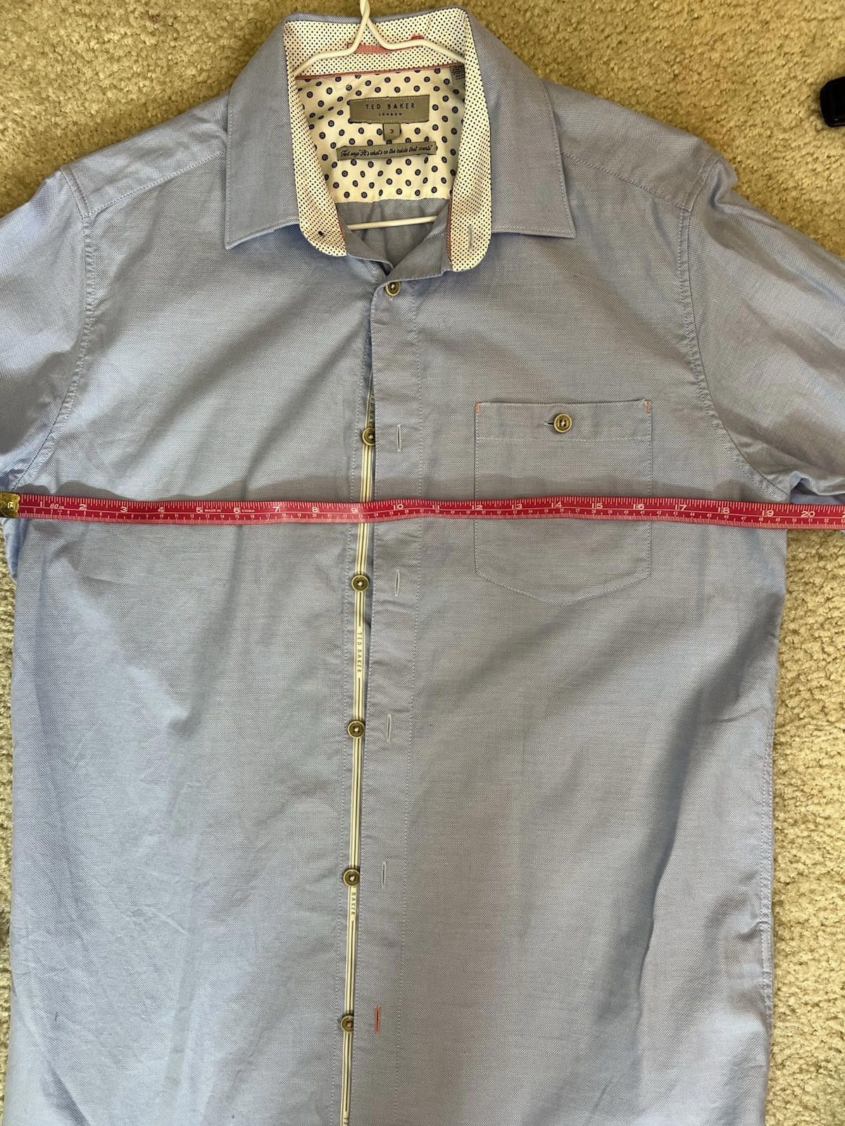 Designer TED BAKER LONDON Long Sleeve Contrast Cuff/Collar Sz 3 Size US M / EU 48-50 / 2 - 5 Thumbnail
