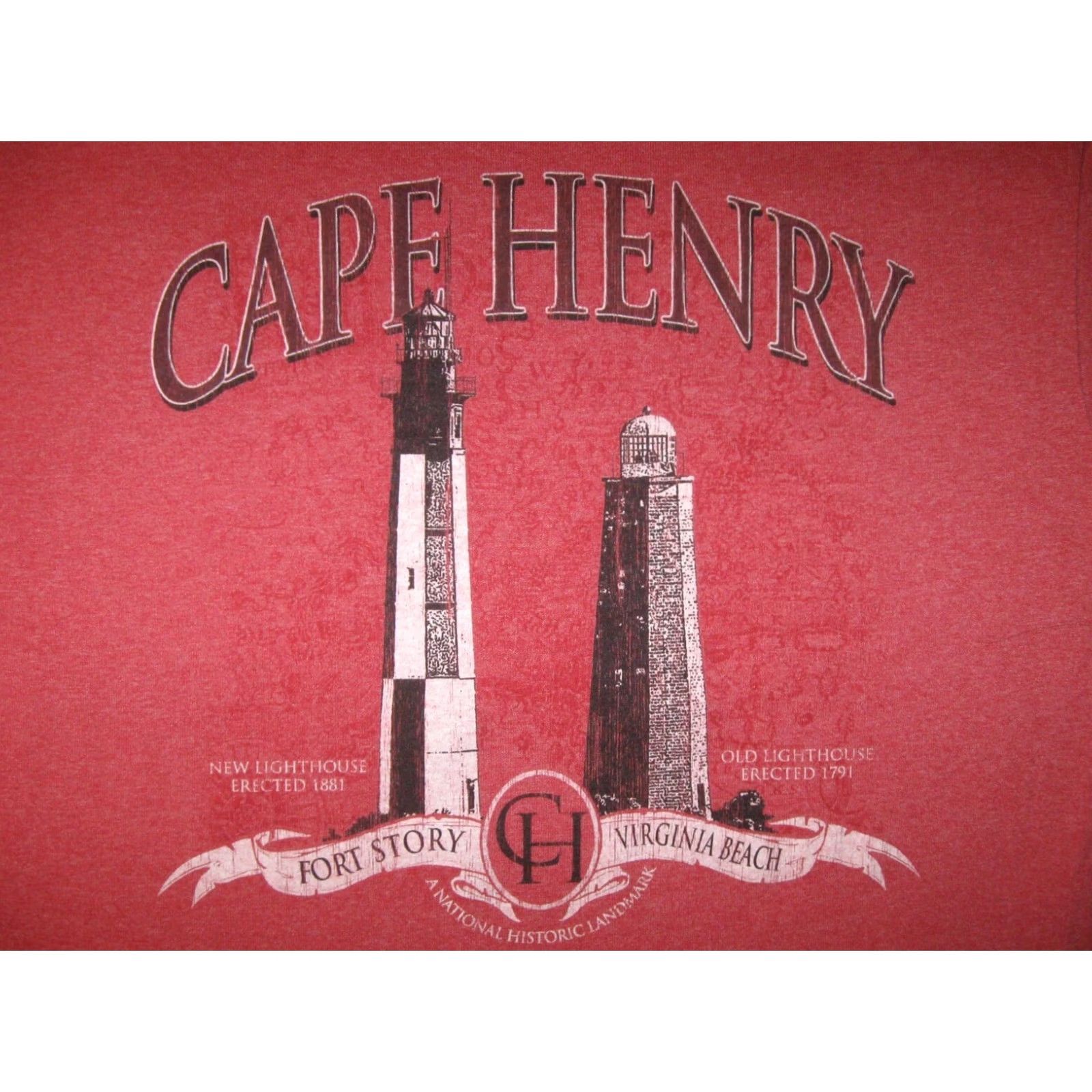 Vintage VINTAGE CAPE HENRY Lighthouse Fort Story VA T Shirt Men's Large Military VIRGINIA BEACH Red Cotton Graphic Print Short Sleeve Crew Neck 2000s Mens Size US L / EU 52-54 / 3 - 2 Thumbnail