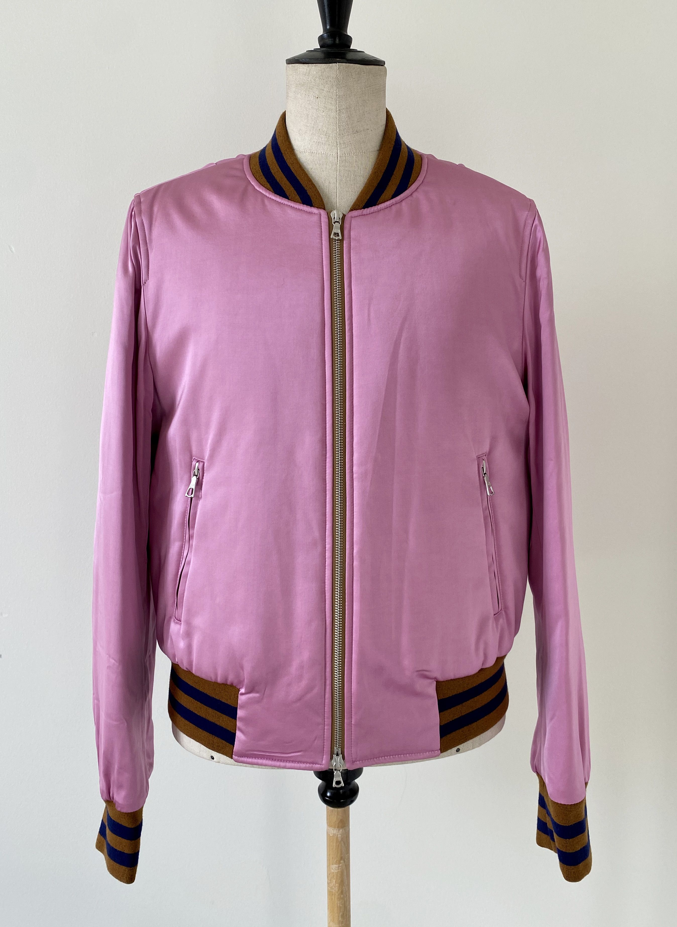 image of Dries Van Noten Pink Satin Bomber, Men's (Size Large)