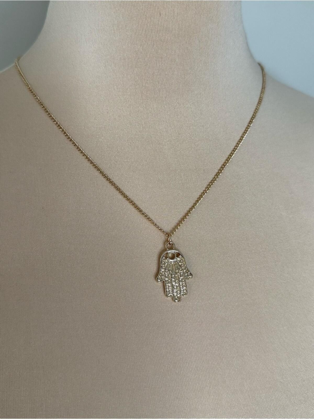 Other Rhinestone hand charm necklace gold dainty link chain Size ONE SIZE - 2 Thumbnail