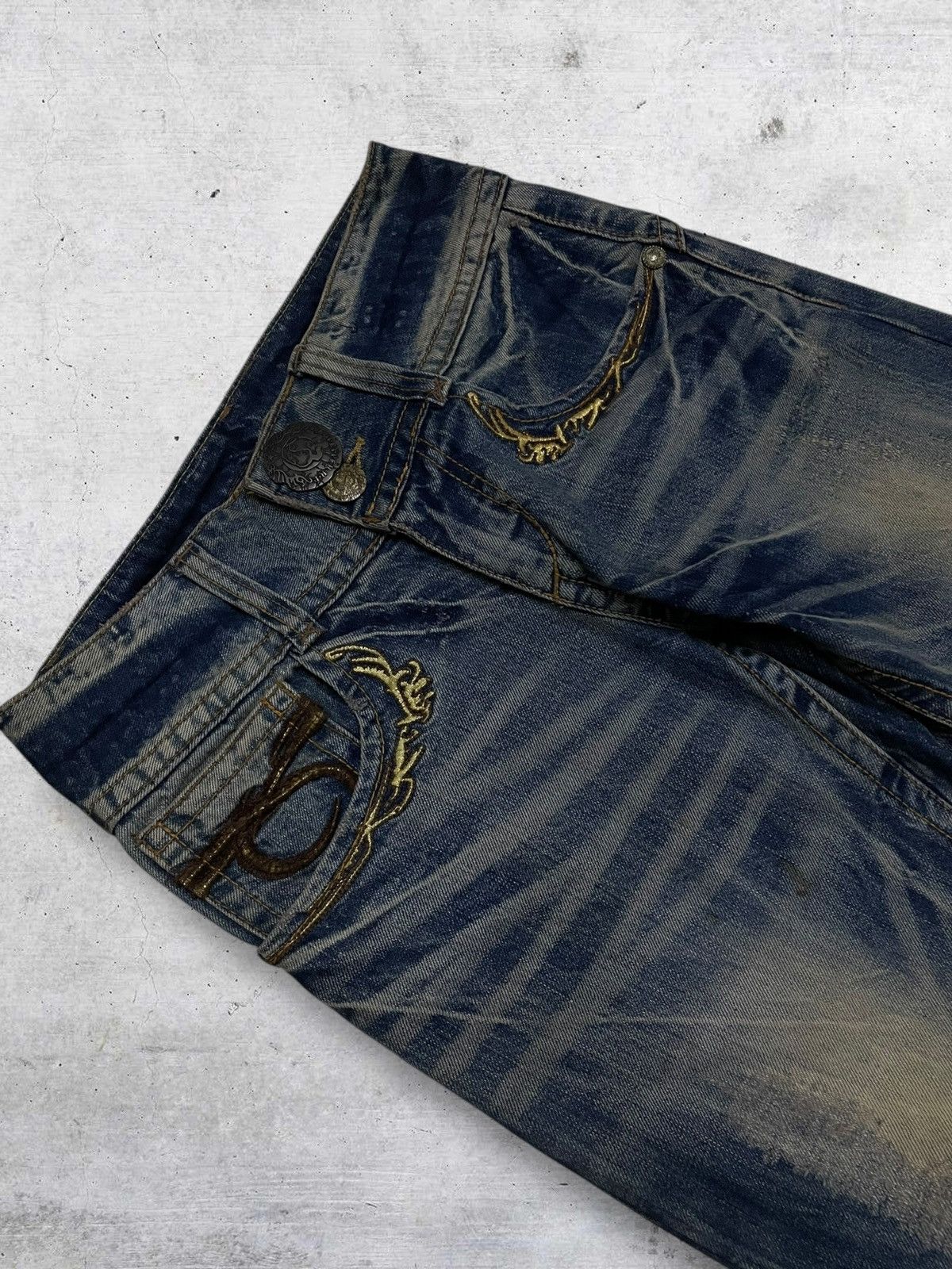 Hysteric Glamour VINTAGE RED PEPPERS JAPAN DESIGNER MUDWASH DISTRESSED DENIM Size US 27 - 3 Thumbnail