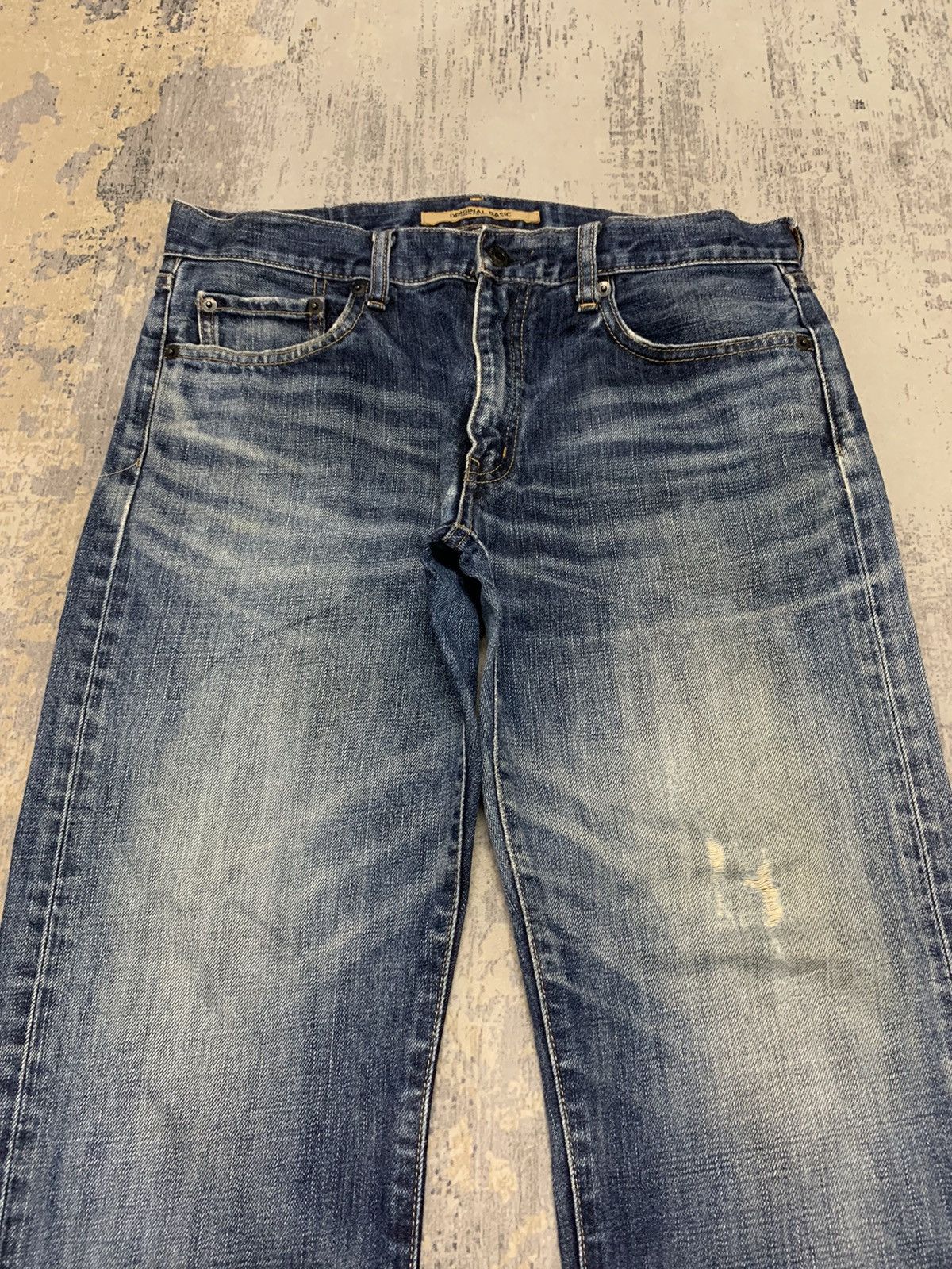 Japanese Brand Vtg Uniqlo S001 Kaihara Japanese Distressed Denim Jeans W32 Size US 32 / EU 48 - 5 Thumbnail