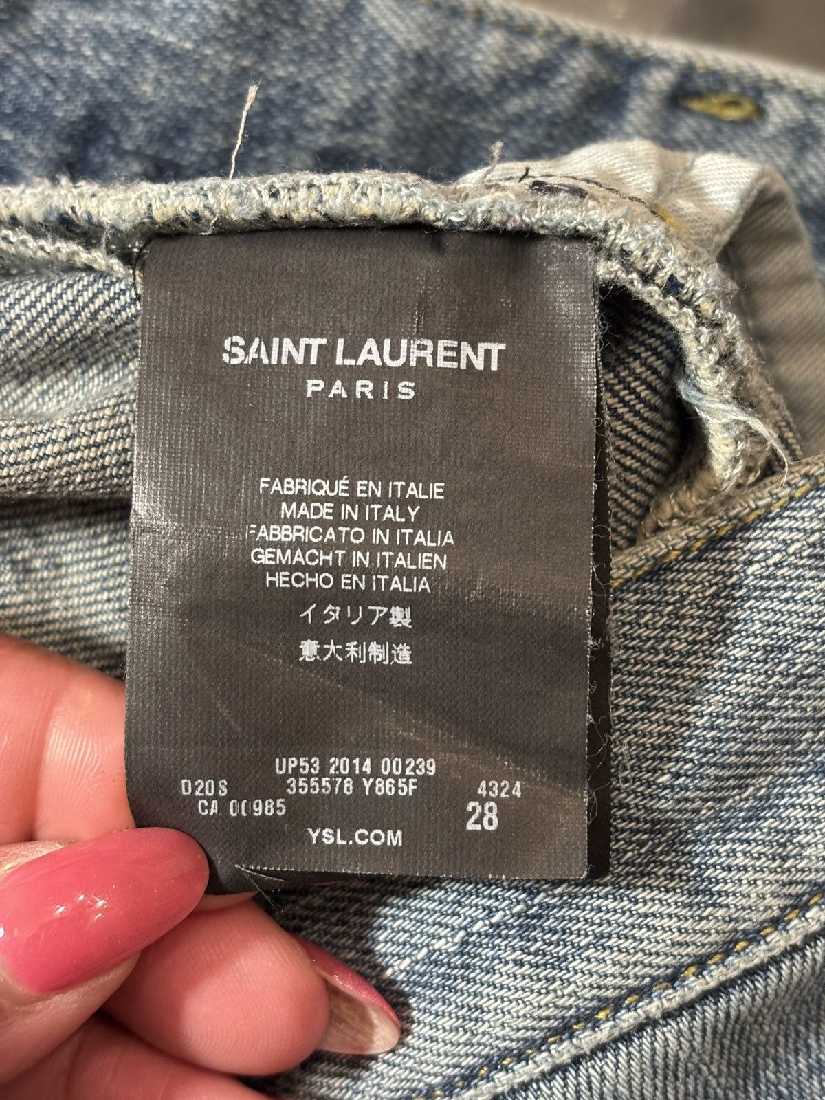 Saint Laurent Paris Title: Saint Laurent Paris 2014 D01 M/SL-LW Destroyed Jeans Size US 28 / EU 44 - 4 Thumbnail