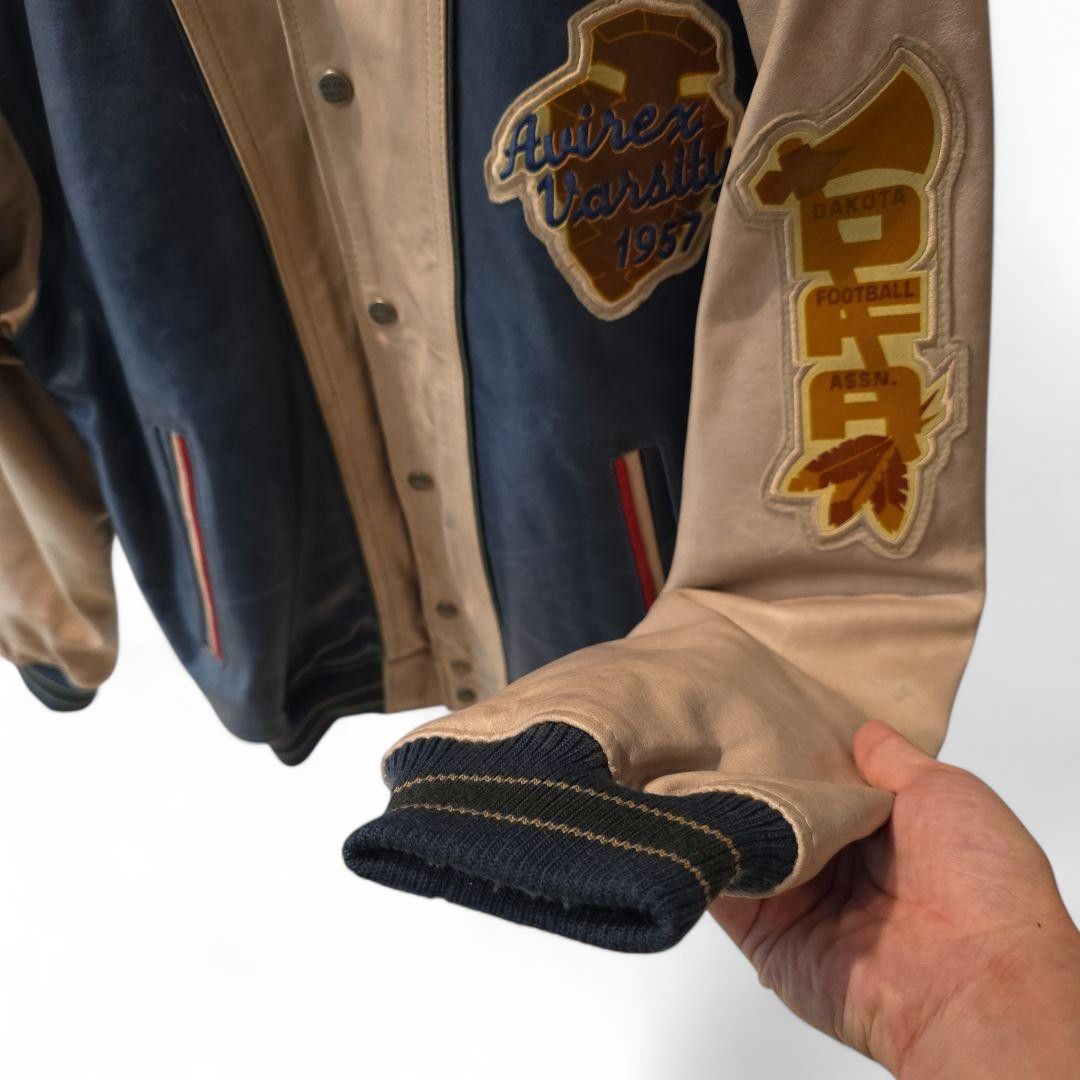 Avirex Avirex - S Leather Jacket Beige Red College Stadium 90s 80s Size US S / EU 44-46 / 1 - 12 Thumbnail