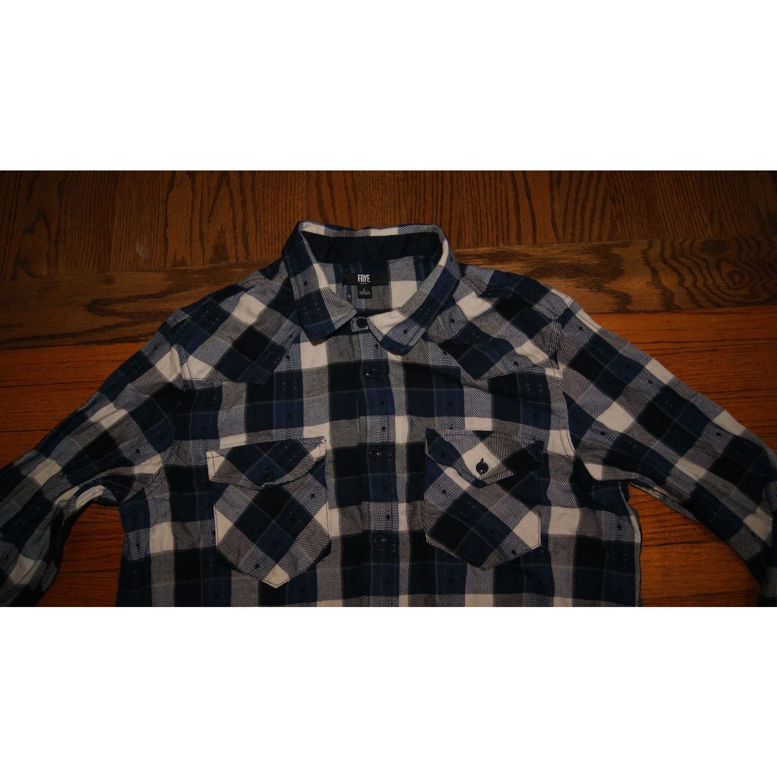 Frye Frye Shirt Men L Blue Buffalo Plaid Jacquard Flannel Size US L / EU 52-54 / 3 - 2 Thumbnail
