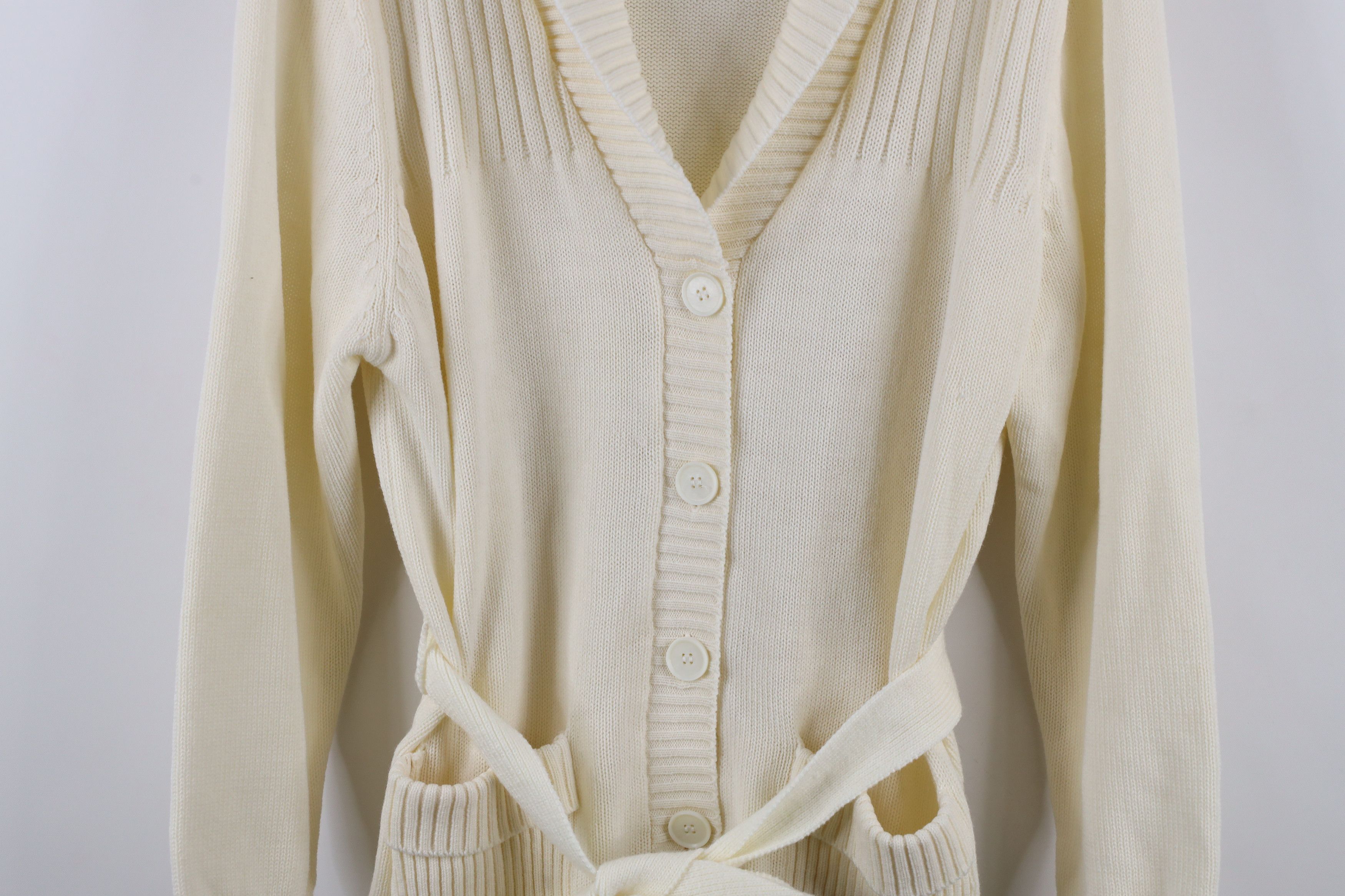 Vintage Vintage 70s Streetwear Knit Belted Shawl Cardigan Sweater Size M / US 6-8 / IT 42-44 - 3 Thumbnail