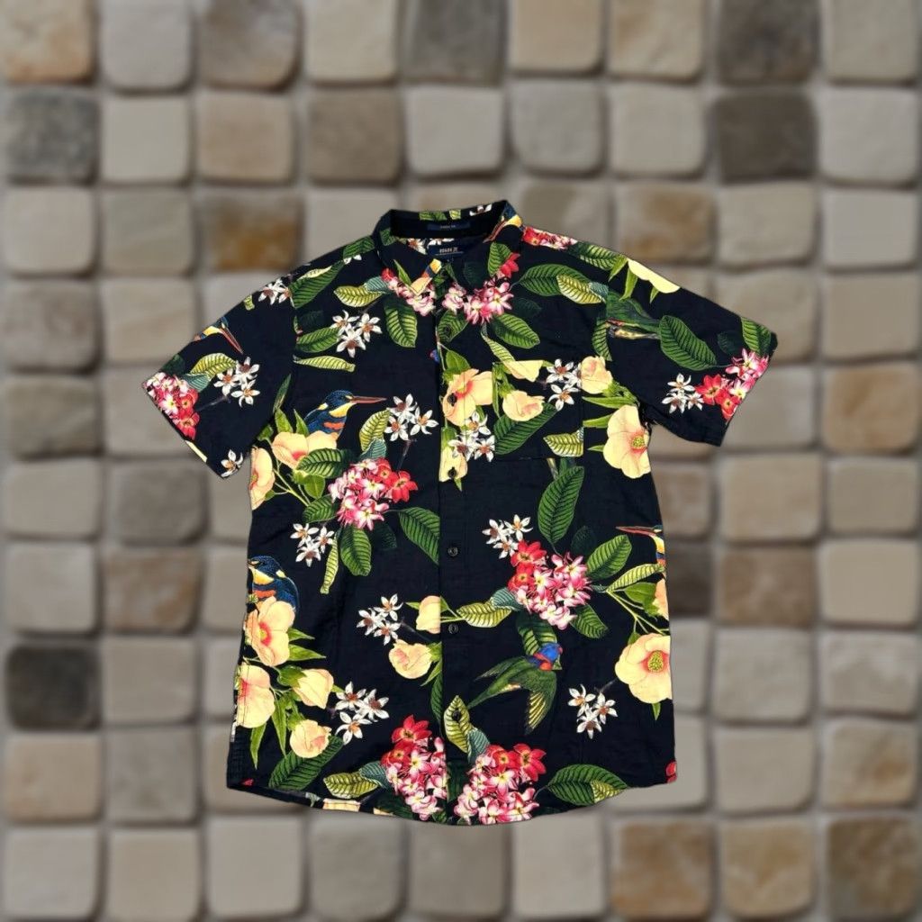 Roark Roark Shirt Mens Small Black Green Yellow Pink Floral Cotton Linen Button Up Size US S / EU 44-46 / 1 - 1 Thumbnail