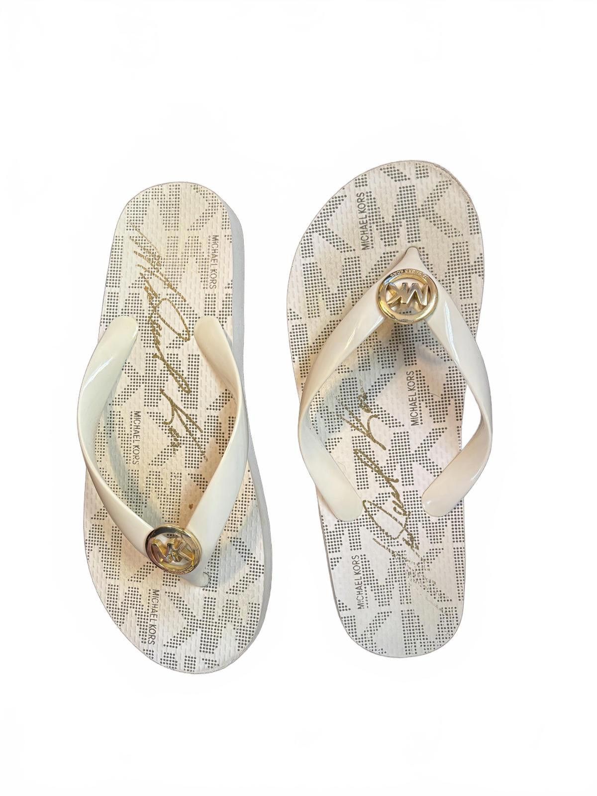 Michael Kors Michael Kors Women's White Logo Flip Flop Sandals sz 5 Size US 5 / IT 35 - 1 Thumbnail