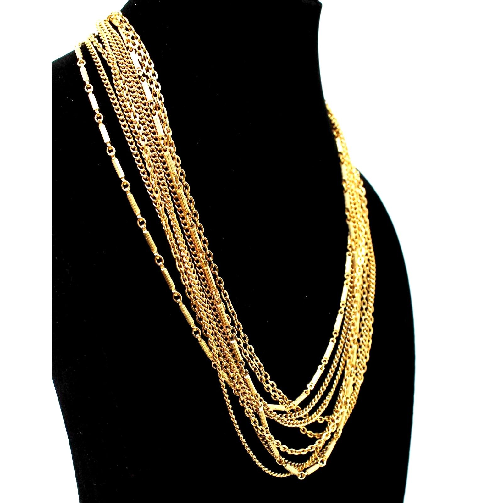 Other Classic Statement Necklace • Nine Chains • Box Closure • 21" Size ONE SIZE - 2 Thumbnail