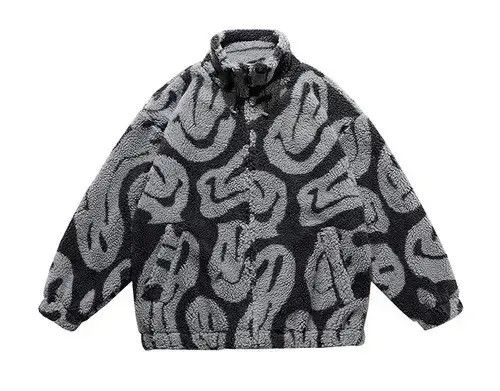 VIBE Retro style all over print smiley black fleece jacket Size US L / EU 52-54 / 3 - 1 Thumbnail