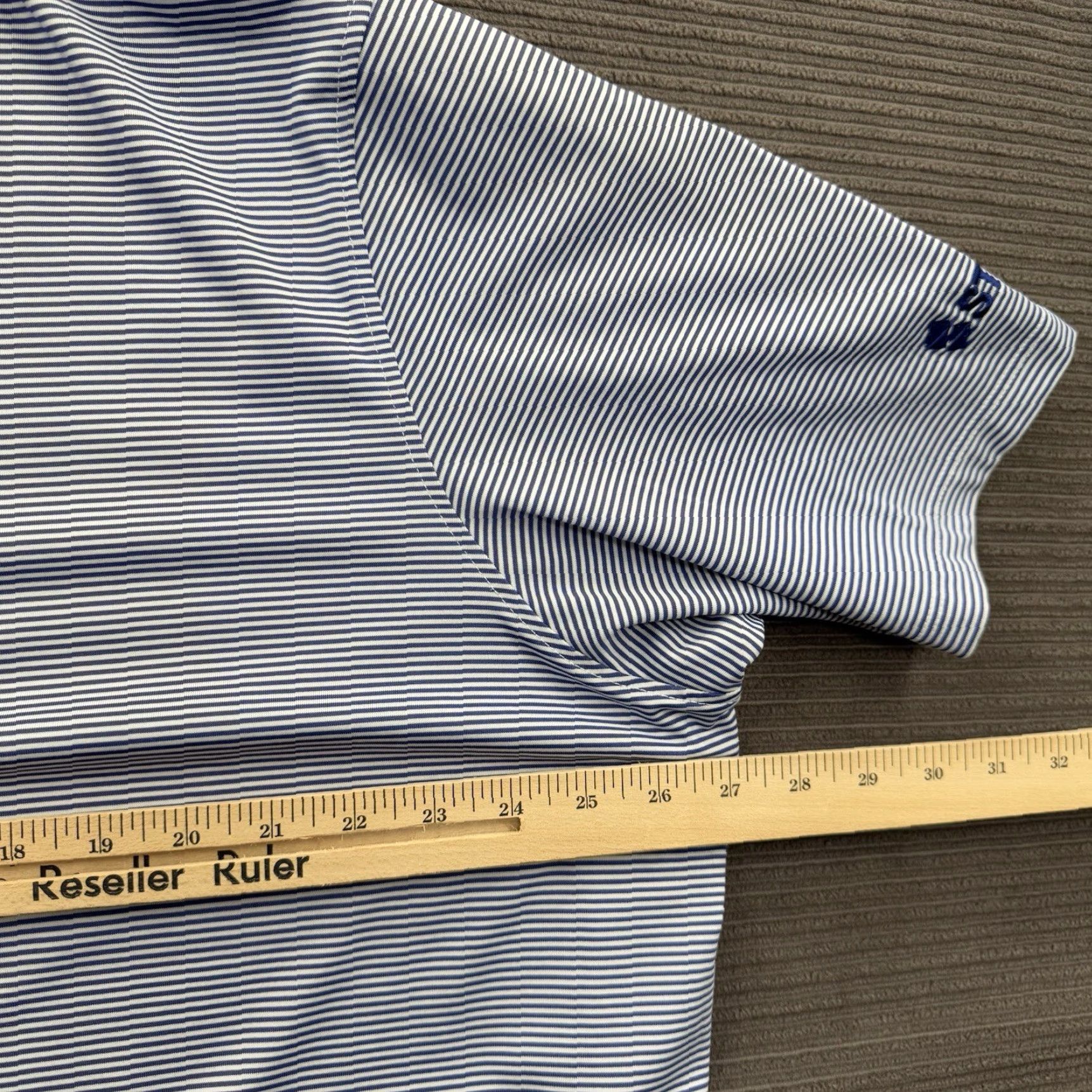 Vintage Greyson Polo Shirt Men 2XL Striped Short Sleeve Polyester Spandex Golf Casual Slimming Stretch Slim Polo Shirt Men Size US XXL / EU 58 / 5 - 6 Thumbnail