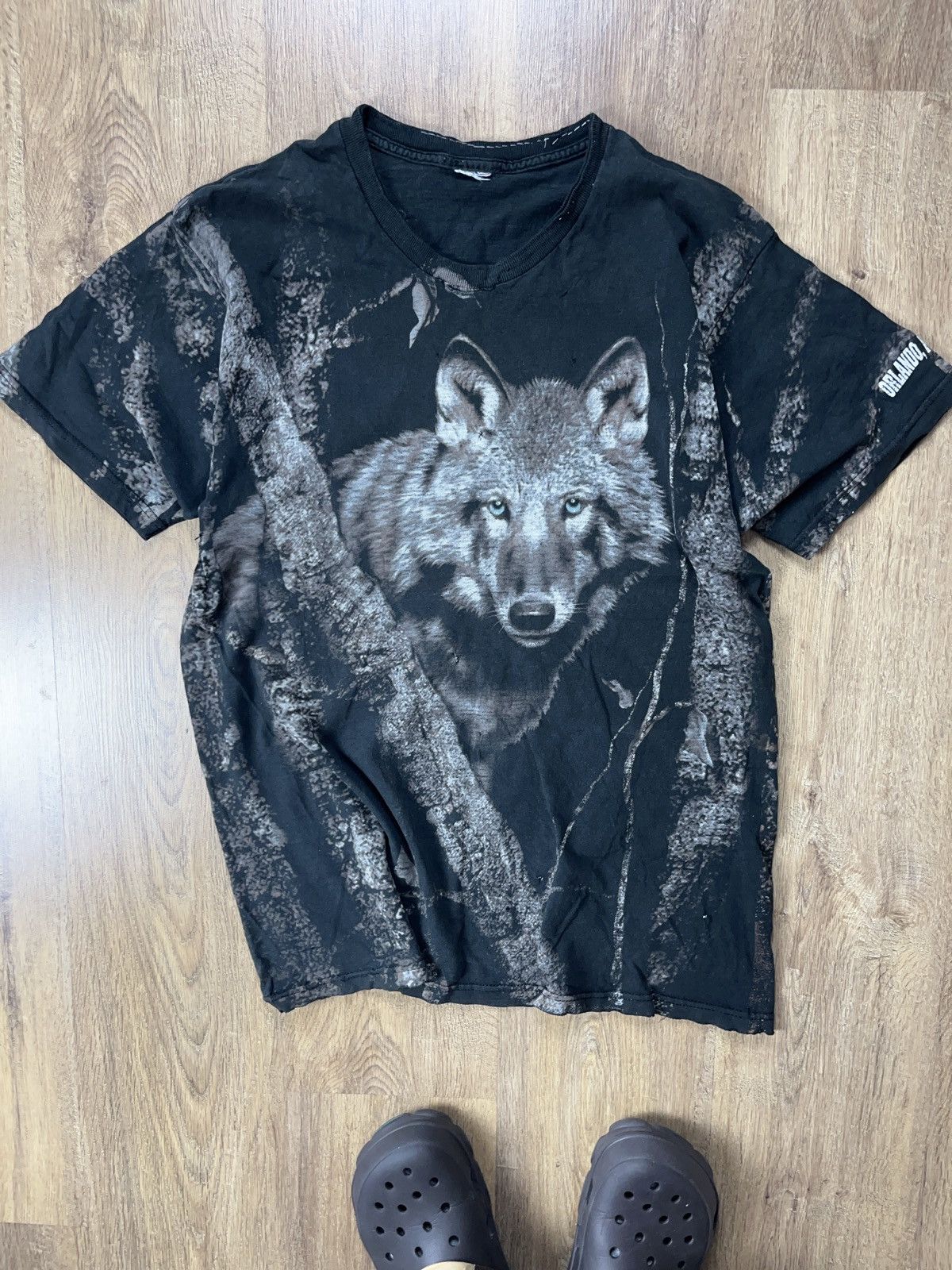 Vintage ➕ Vintage y2k trashed wolf animal t-shirt aop distressed Size US L / EU 52-54 / 3 - 2 Thumbnail