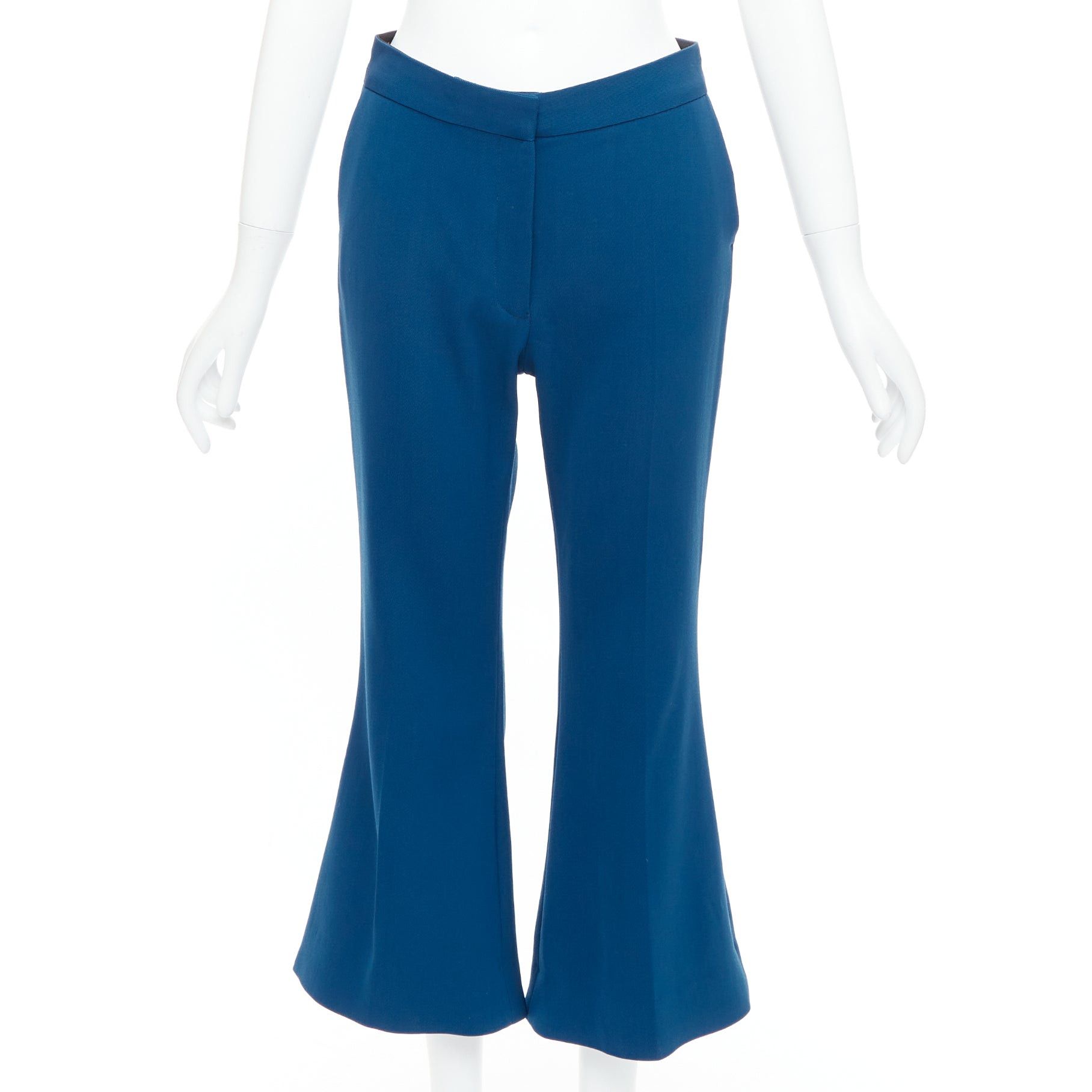 Stella McCartney STELLA MCCARTNEY 2016 100% wool blue flare cropped pants IT38 XS Size 26" / US 2 / IT 38 - 1 Thumbnail