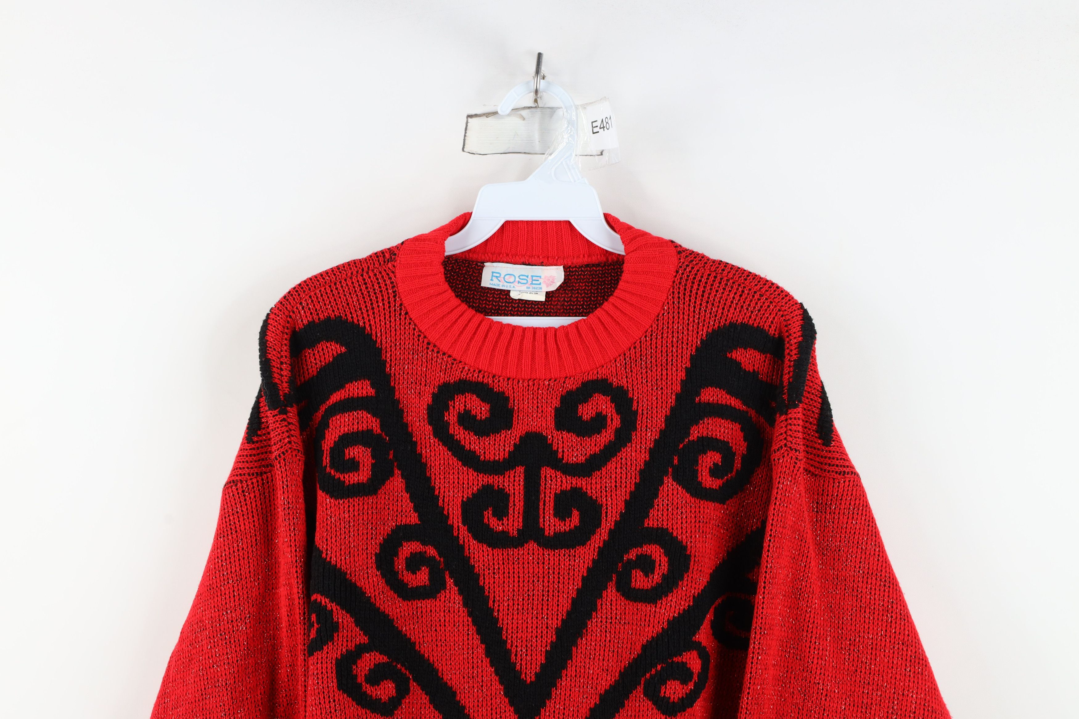 Vintage Vintage 90s Streetwear Geometric Metallic Knit Sweater USA Size M / US 6-8 / IT 42-44 - 2 Thumbnail