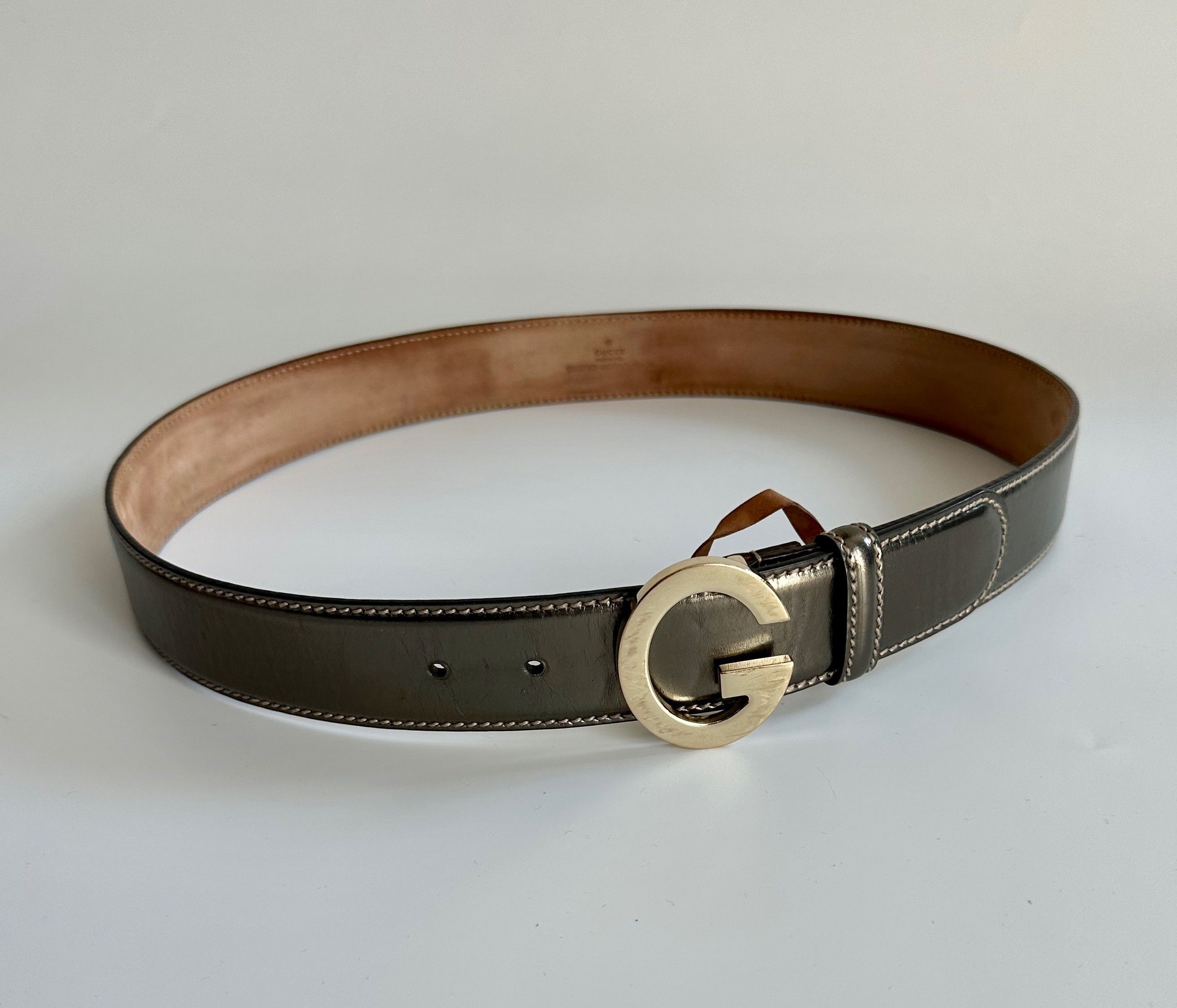 Gucci GUCCI G Buckle patent Leather Belt Bronze Size ONE SIZE - 1 Thumbnail