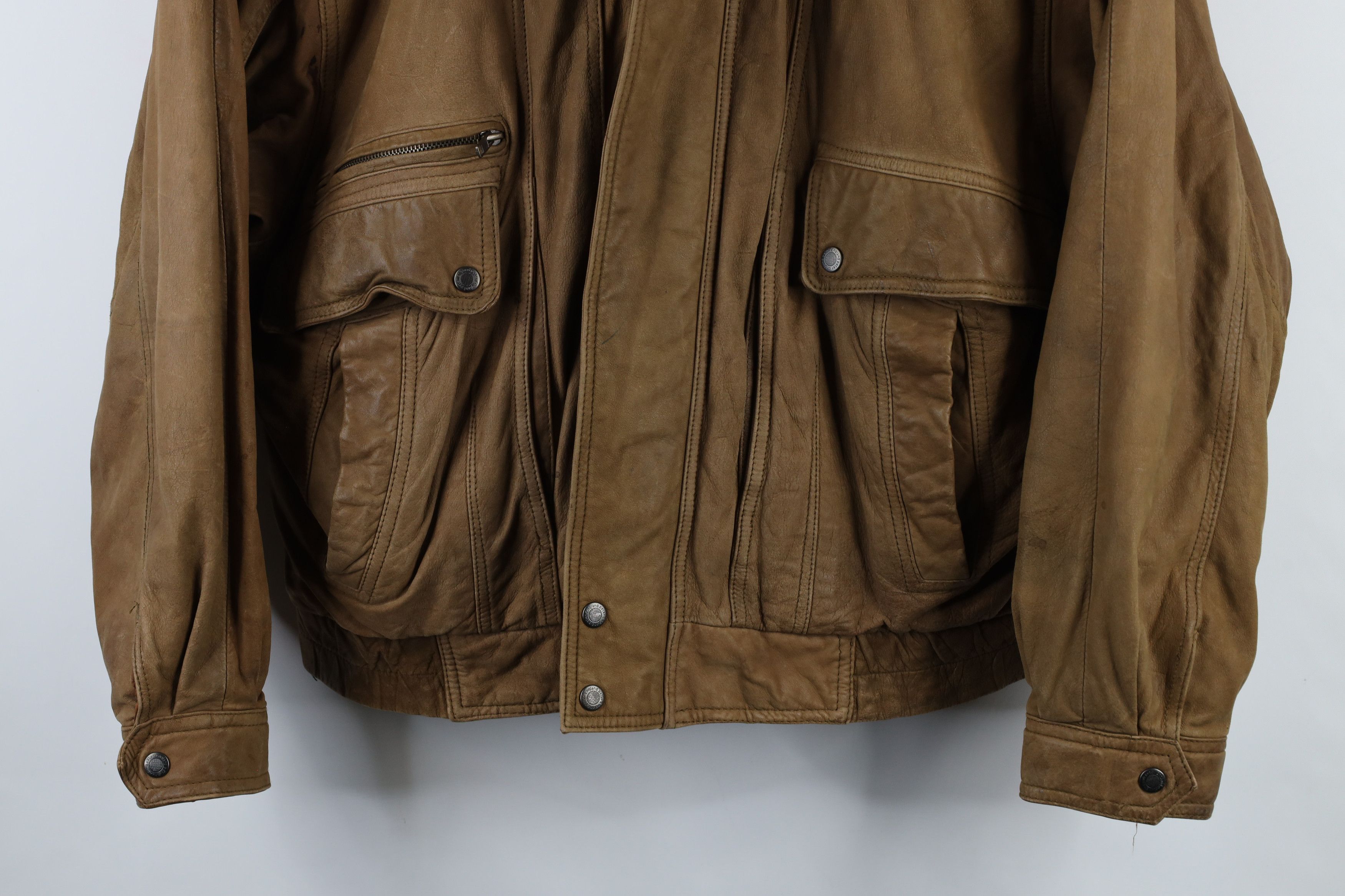 Vintage Vintage 90s Streetwear Leather Full Zip Bomber Flight Jacket Size US XL / EU 56 / 4 - 3 Thumbnail