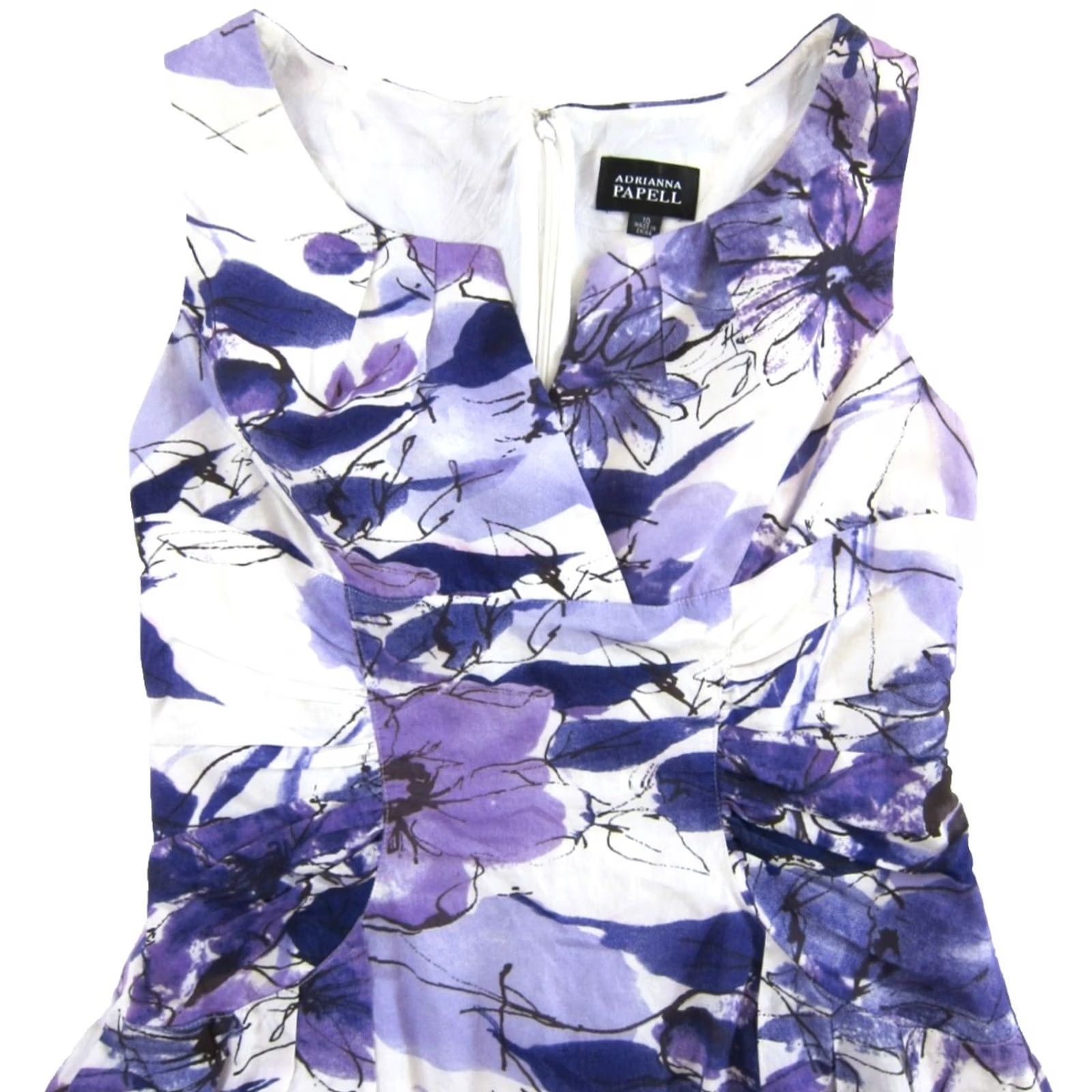 Adrianna Papell Adrianna Papell 100% Cotton Lightweight Purple White Tie Dye Tank Sun Dress 10 Size L / US 10 / IT 46 - 4 Thumbnail