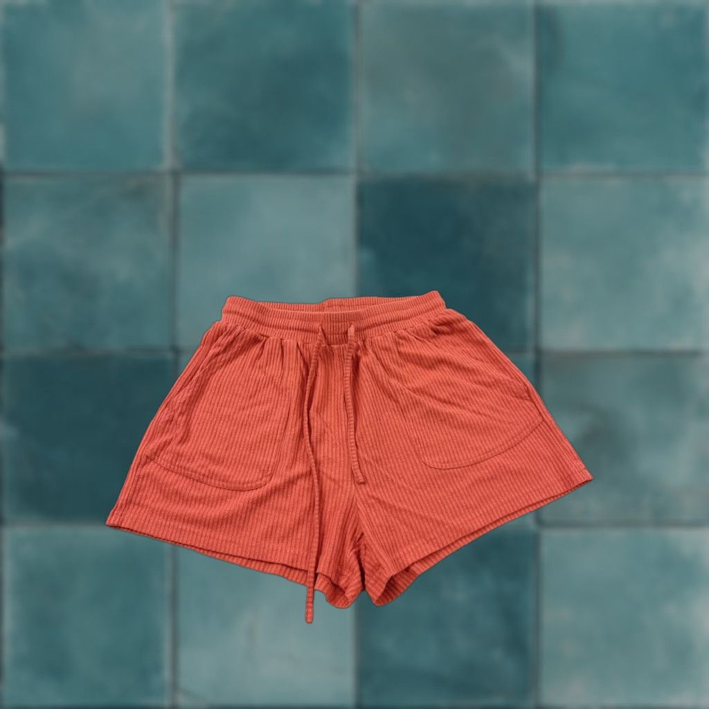 Vintage AllFenix Shorts Womens Small Orange Textured Pockets Elastic Waist Australia Size 28" / US 6 / IT 42 - 1 Thumbnail