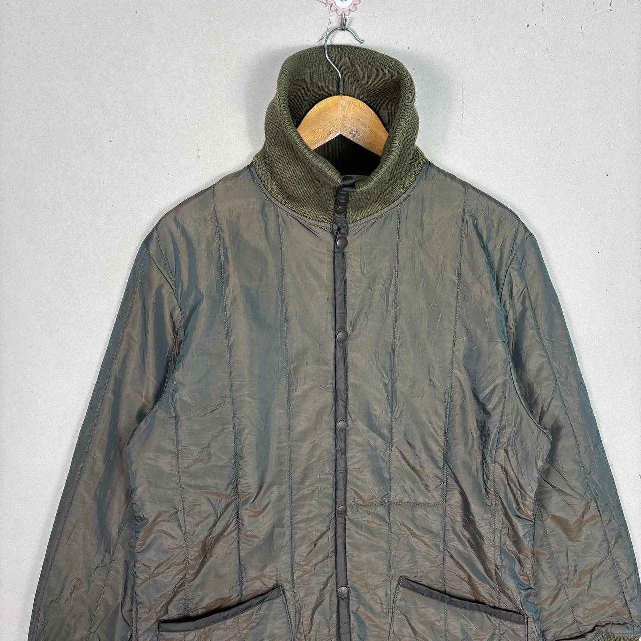 Japanese Brand Avant Garde Blue Work Harajuku Army Green Quilted Jacket Size US L / EU 52-54 / 3 - 3 Thumbnail