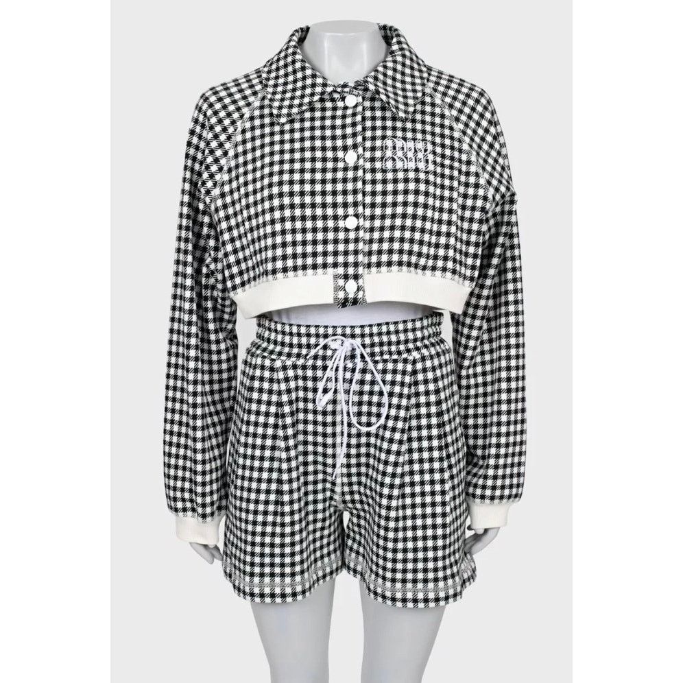 Miu Miu Miu Miu Houndstooth Cotton Suit with Shorts - Size S Size S / US 4 / IT 40 - 1 Thumbnail