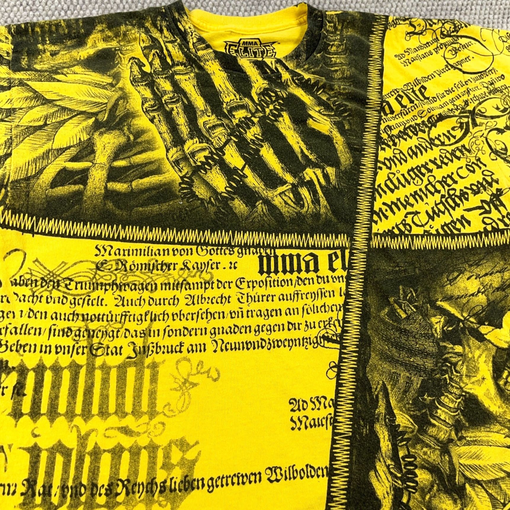 Vintage VINTAGE MMA Elite Graphic T-Shirt Men Large Yellow Punk Goth 2000s Size US L / EU 52-54 / 3 - 2 Thumbnail