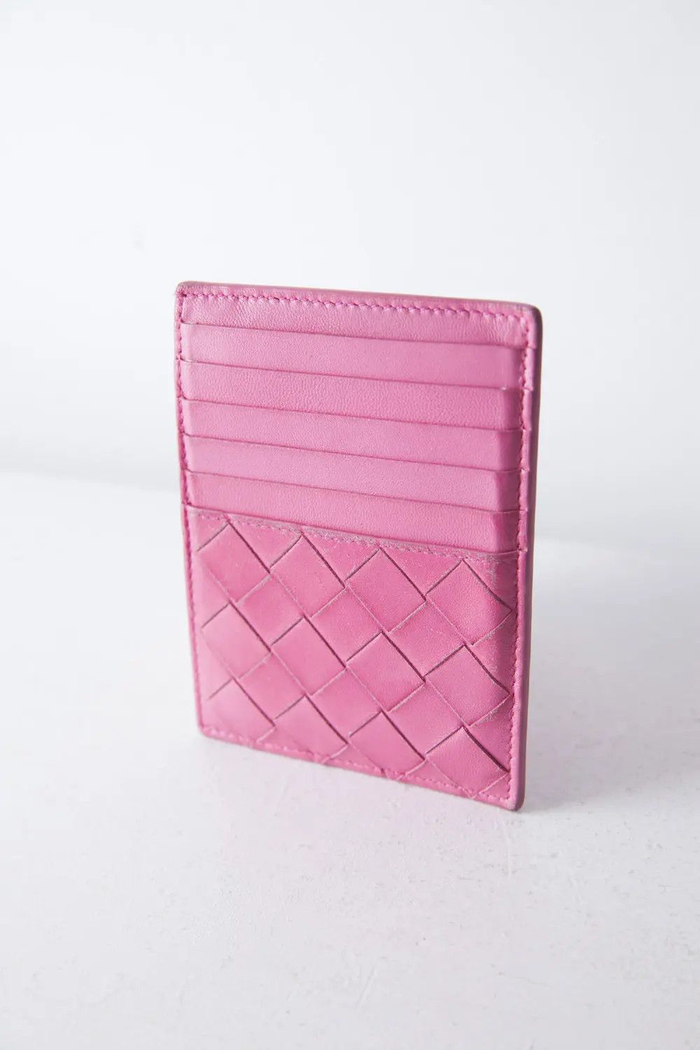 Bottega Veneta Nappa Intrecciato Zip Card Holder Pink Size ONE SIZE - 1 Thumbnail