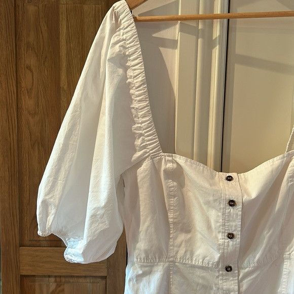 Ganni SSENSE GANNI White Puff Sleeve Poplin Blouse 8 euc summer Size M / US 6-8 / IT 42-44 - 5 Thumbnail