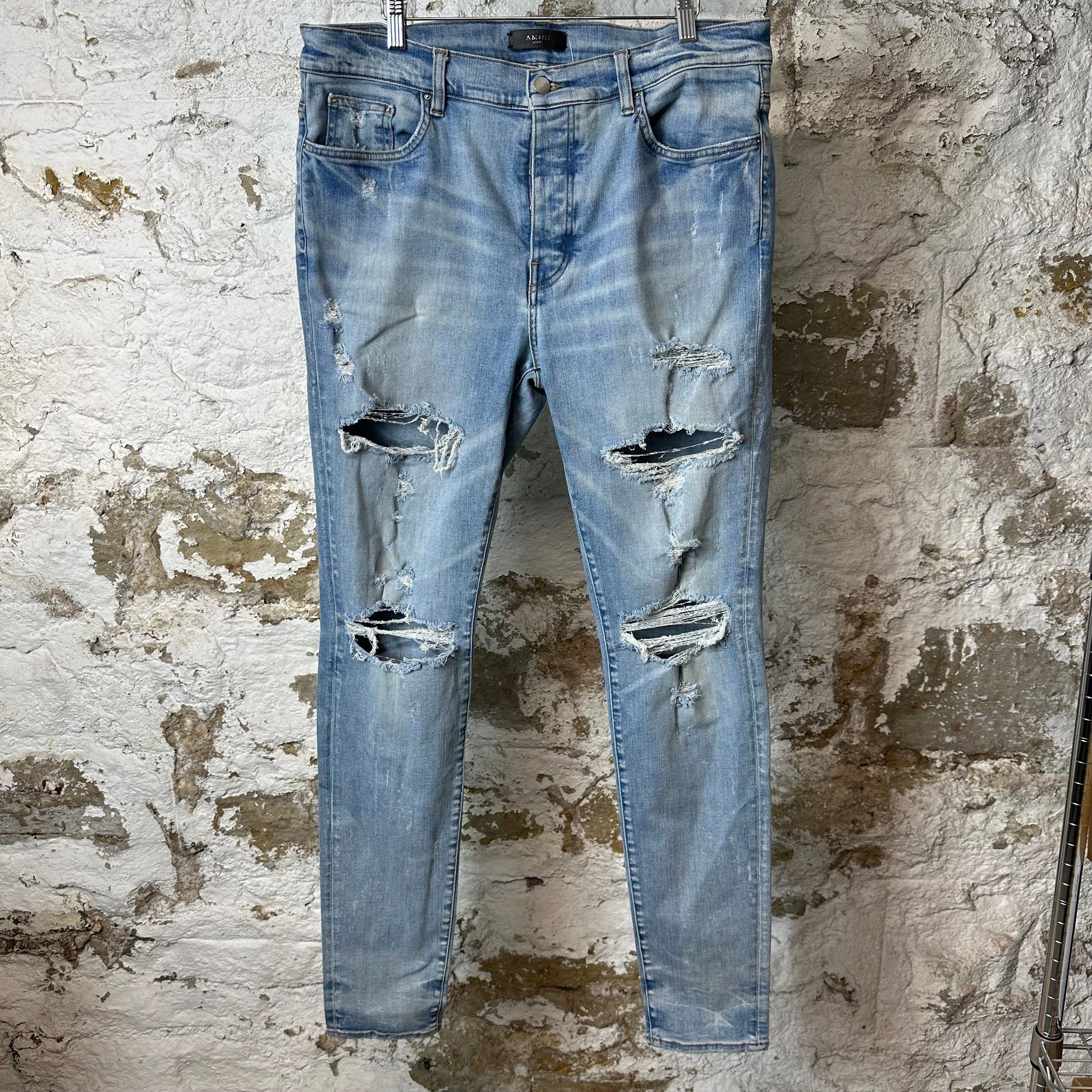 Amiri Amiri Distressed Plain Blue Denim Jeans Sz 38 Size US 38 / EU 54 - 1 Thumbnail