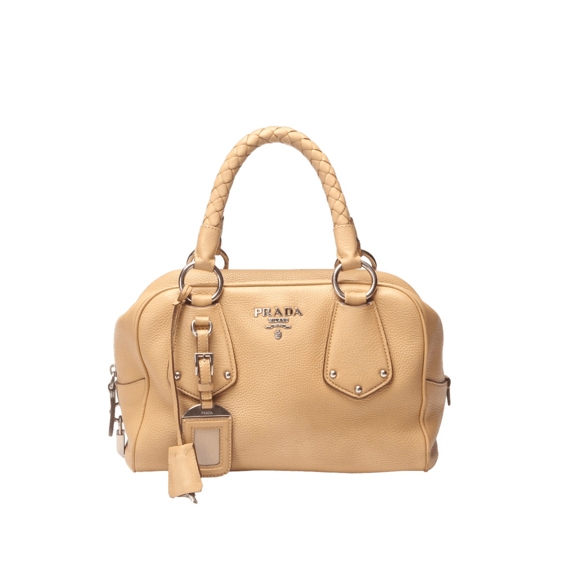 image of Prada Sybille Leather Handbag in Beige, Women's