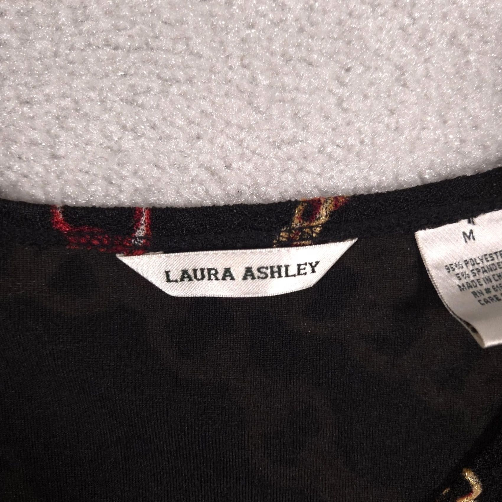 Laura Ashley Laura Ashley Blouse Womens M Black Chain Scoop Neck 3/4 Sleeve Top Stretch Size M / US 6-8 / IT 42-44 - 5 Thumbnail