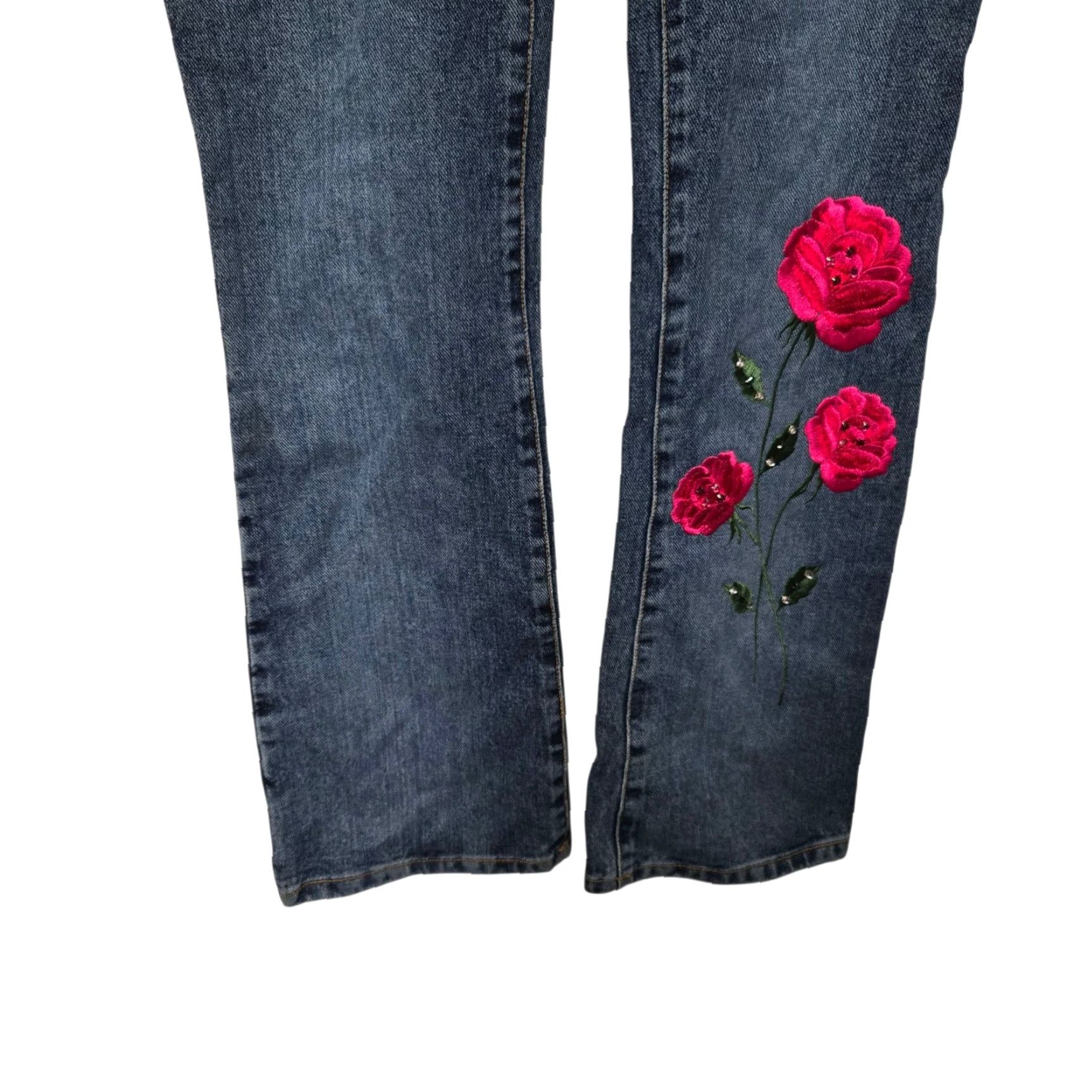 Vintage VTG XOXO Embroidered Denim Bootcut Jeans Size 5/6 Women's 5-Pocket Blue Floral Y2K Vintage Western Boho Rare NEW NO BUTTON Size 27" / US 4 / IT 40 - 4 Thumbnail
