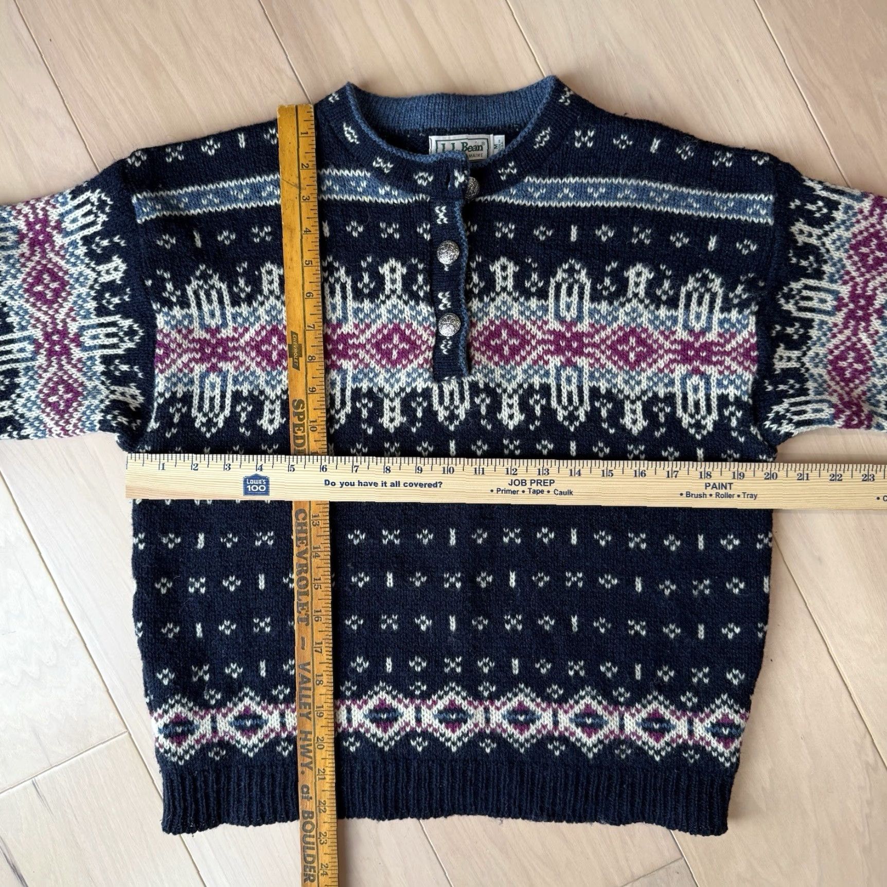 Vintage VINTAGE LL Bean Nordic Sweater Women’s Medium Blue Wool Pullover Fair Isle Pullover Casual Knit Crew Neck Size M / US 6-8 / IT 42-44 - 3 Thumbnail